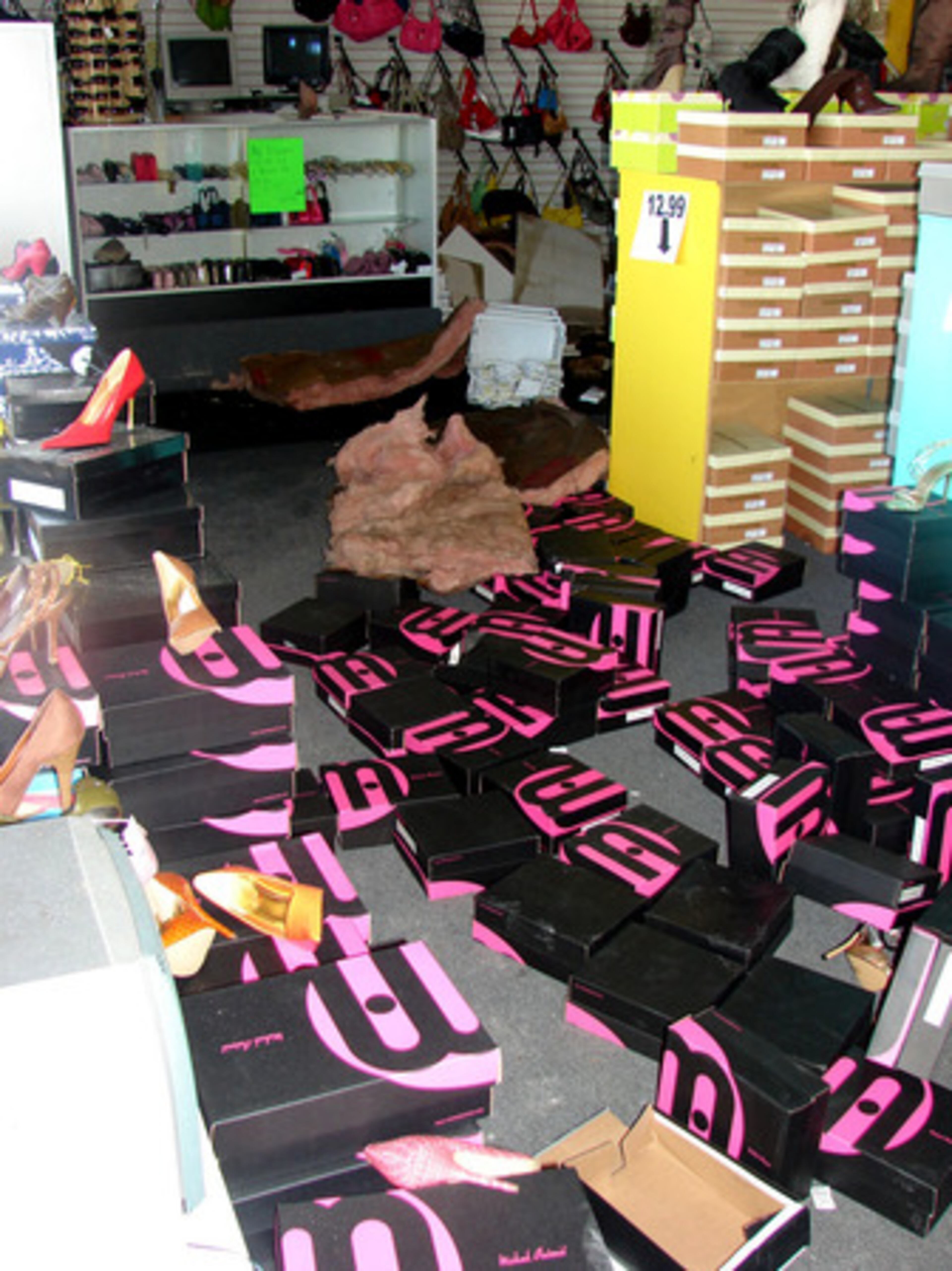 The scene at Shoe Time, another adjacent business, after the fire.