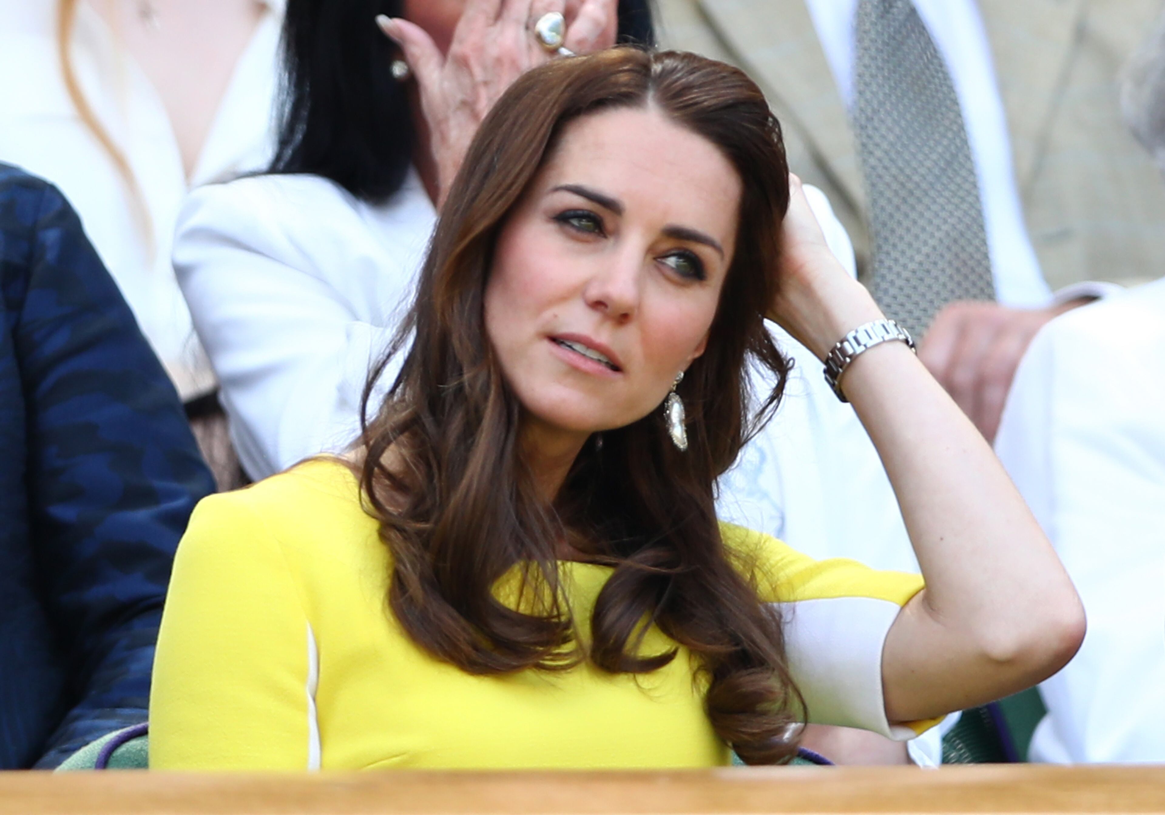 Catherine, Duchess of Cambridge watches on from the Royal Box on day 10 of the Wimbledon Lawn Tennis Championships at the All England Lawn Tennis and Croquet Club on July 7, 2016 in London, England. (Photo by Julian Finney/Getty Images)