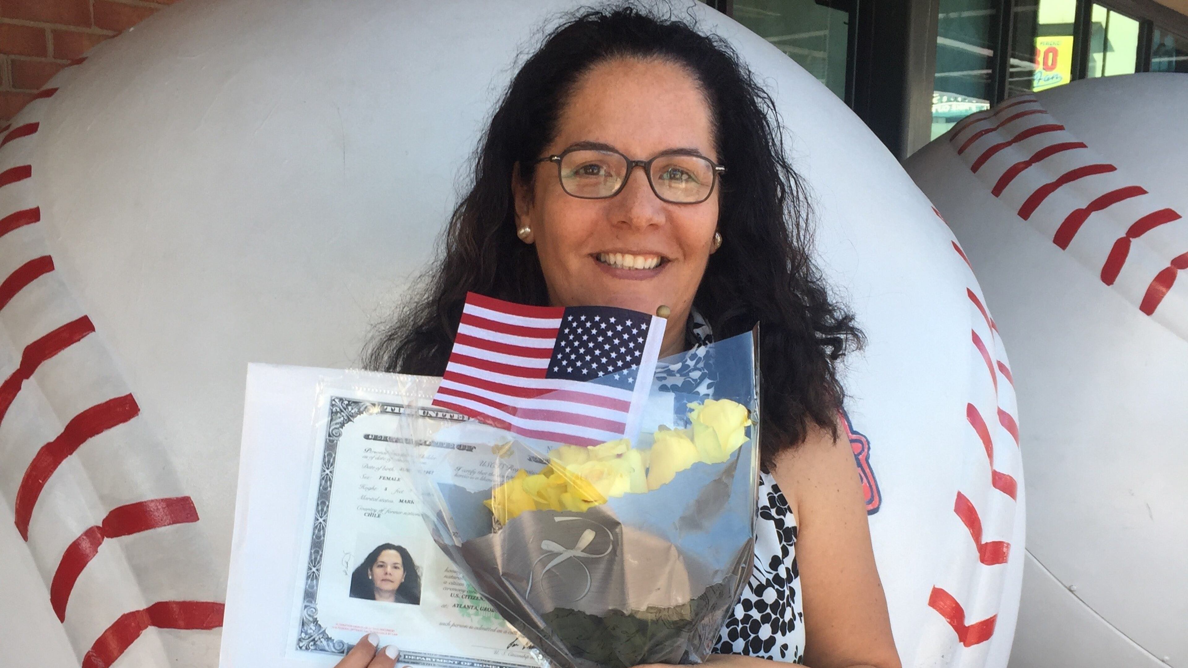 Alejandra Cádiz-Gómez after her naturalization ceremony in Atlanta.