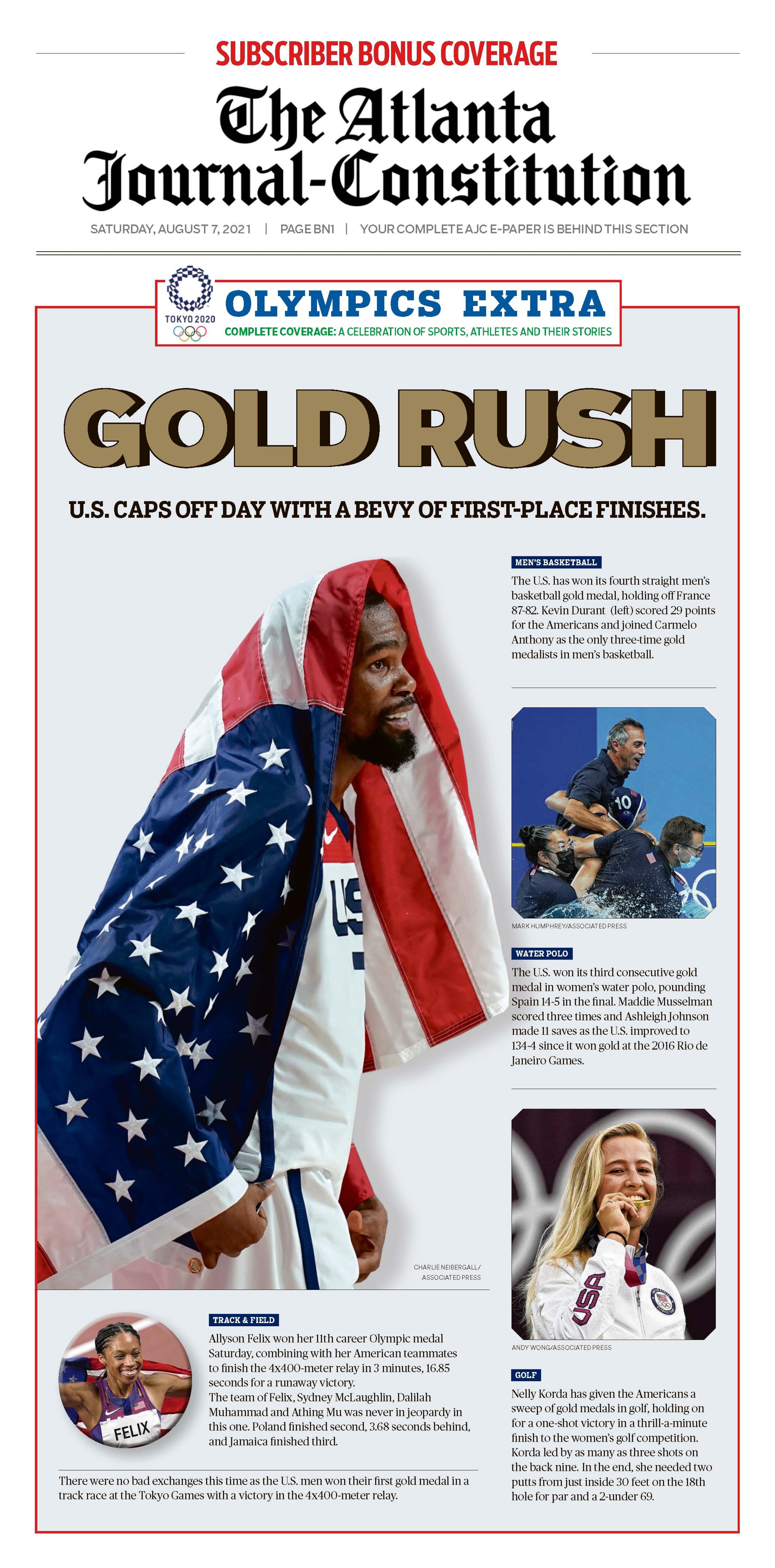 Tokyo Olympic Extra in today’s ePaper: A bevy of top finishes (The Atlanta Journal-Constitution / AJC ePaper)