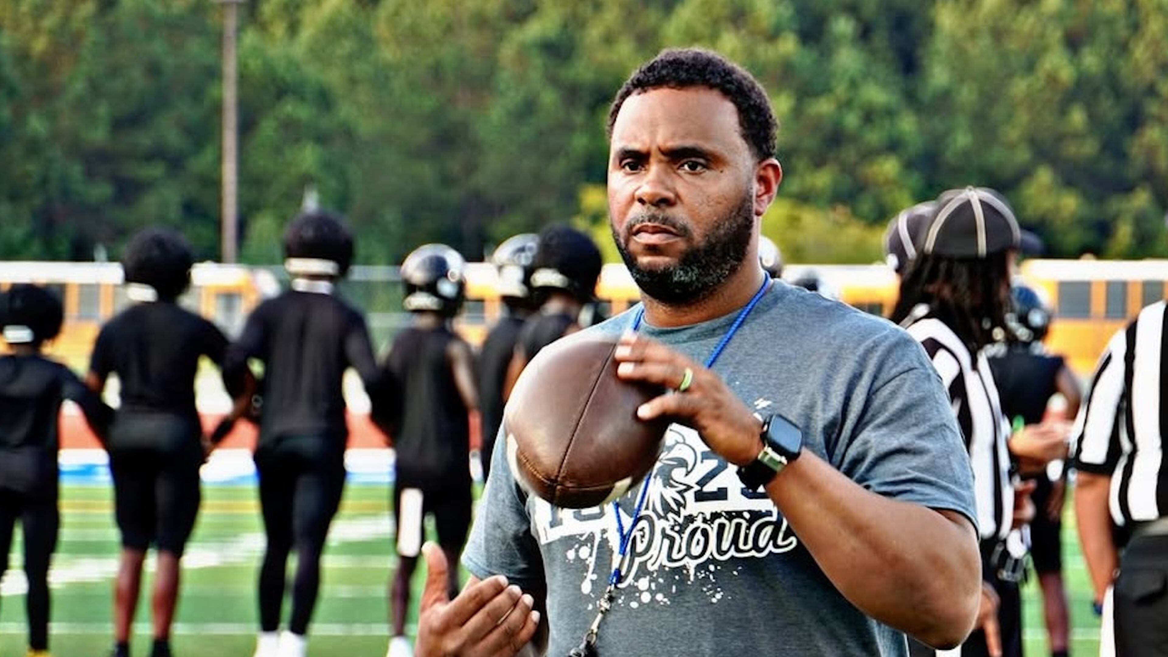 North Clayton football coach Cap Burnett, whose college playing career at UGA was shortened due to repeated concussions, says coaching saved his life. (Exclusive Productions)