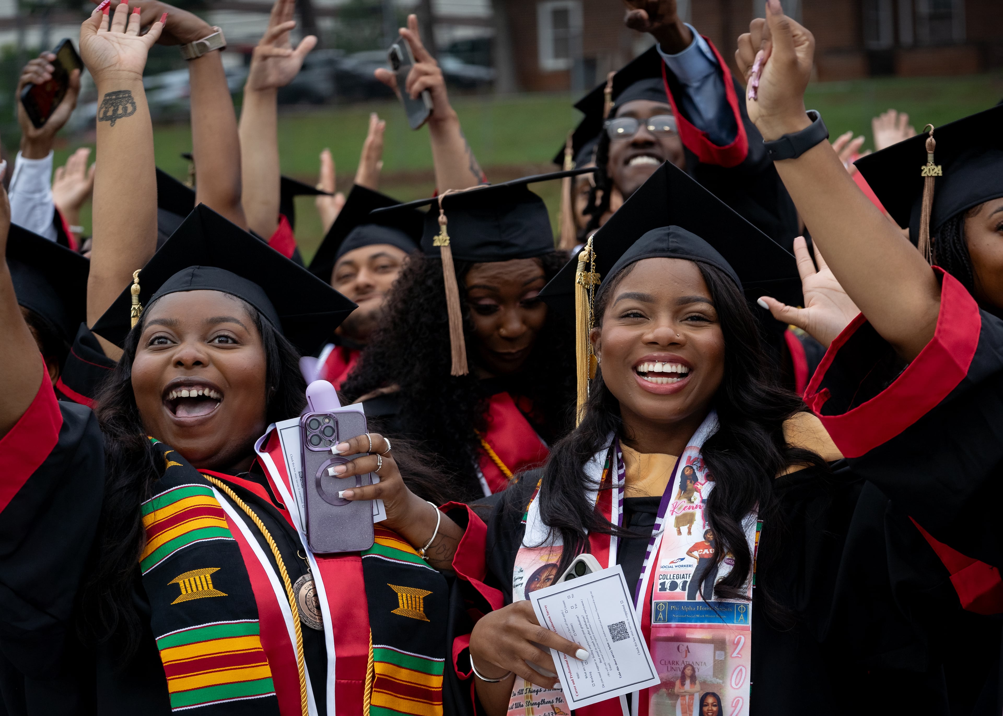Graduates, faculty and family gather for the Clark Atlanta University 35th annual commencement convocation on Saturday, May 18, 2024. (Ben Hendren for The Atlanta Journal-Constitution)