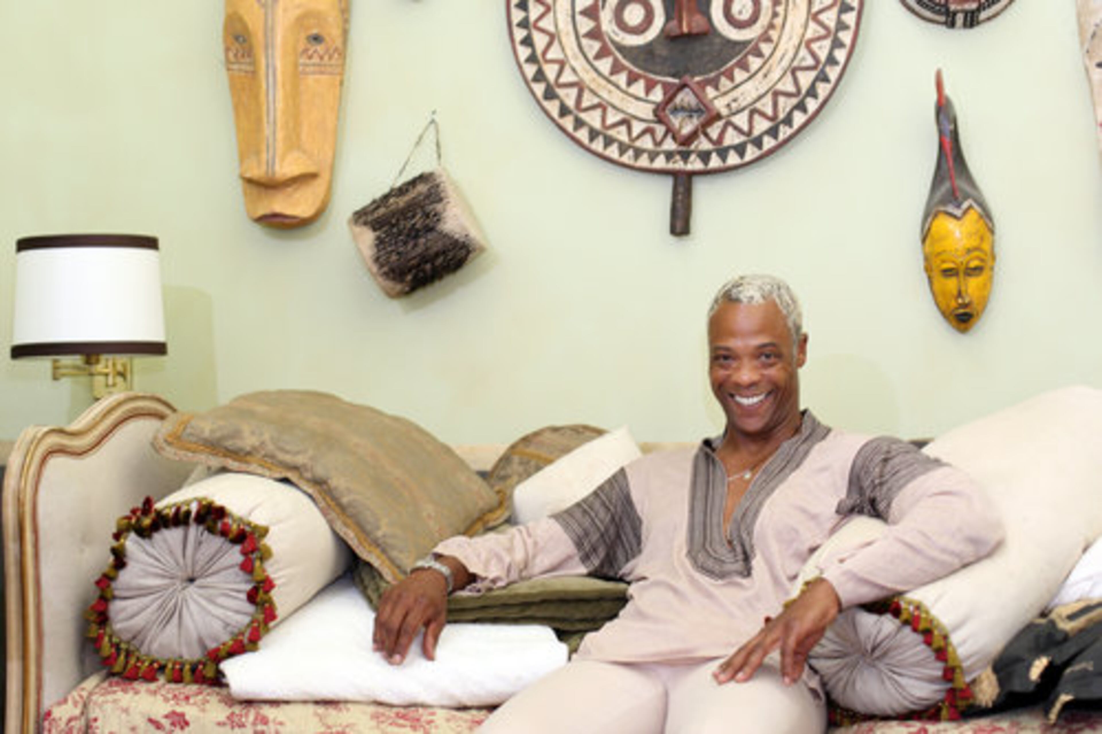 FAVORITE DESIGNERS: "Gucci, YSL, for knitwear and jackets I would say Prada, some Dolce & Gabbana. And vintage. And I really love mixing vintage with current stuff." Linen-and-silk tunic and polished-cotton trousers by Gucci.