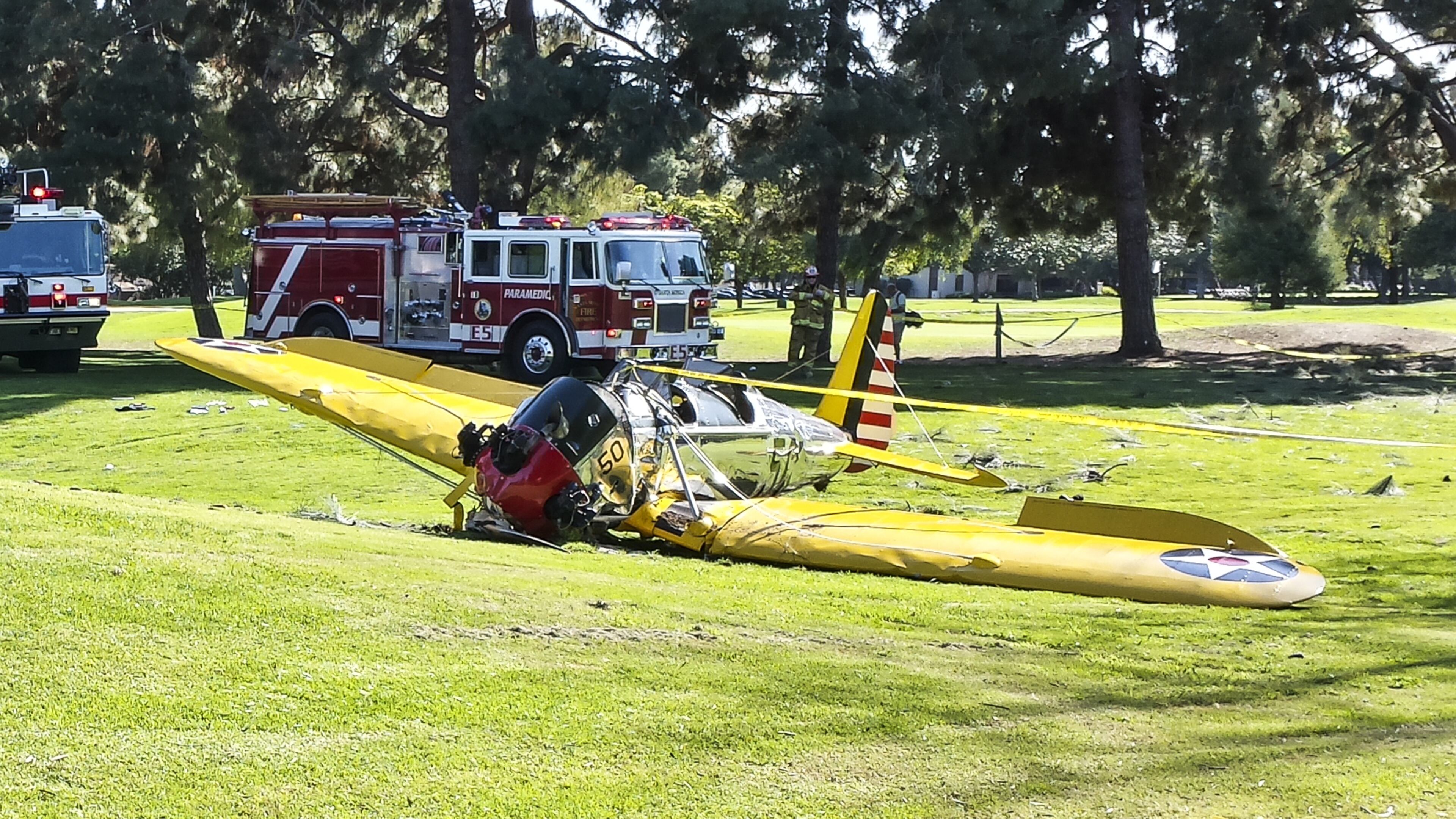 A general view at the Penmar Golf Course after a single-engine plane piloted by actor Harrison Ford crashed on March 5, 2015 in Venice, California. Ford was reportedly taken to a nearby hospital in fair to moderate condition. (Photo by Rich Polk/Getty Images)