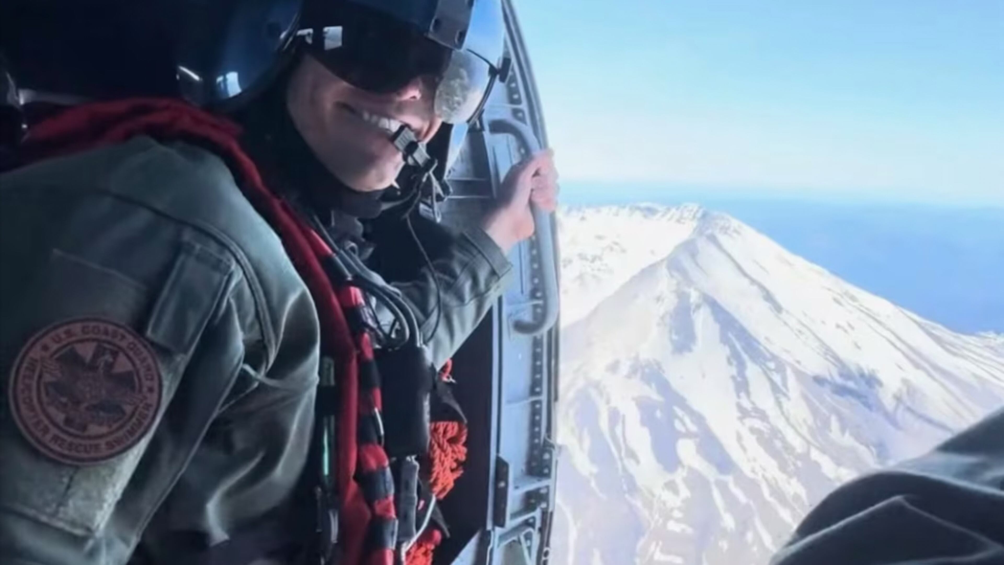 In this photo provided by the U.S. Coast Guard, rescue swimmer Tyler Jaggers, who died March 5, 2026, of his injuries following a medical evacuation mission off the coast of Washington state, is seen in an aircraft. (U.S. Coast Guard via AP)