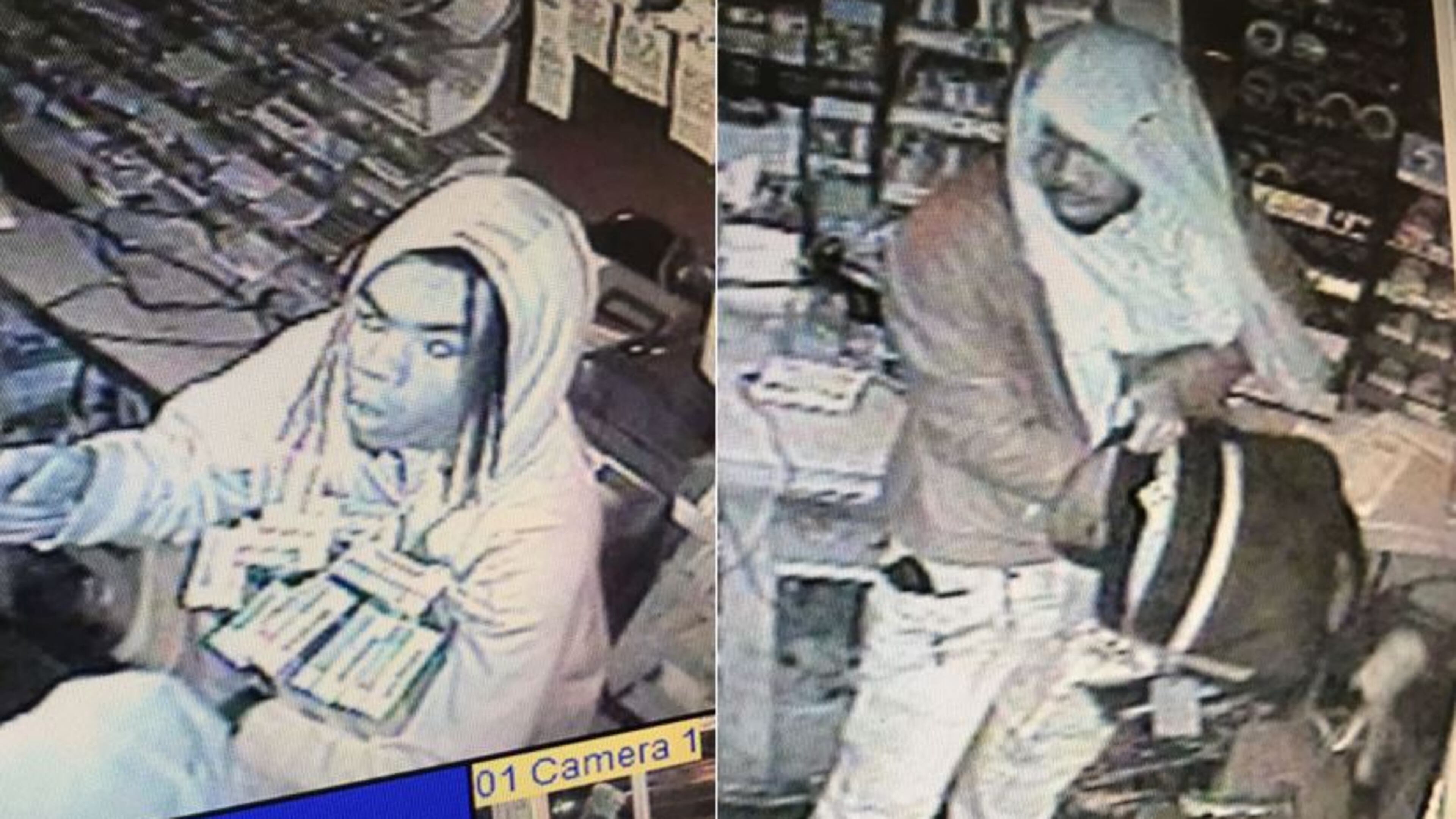 Surveillance photos show two men sought in connection with theft of guns from vehicles, as well as other incidents in Cartersville.