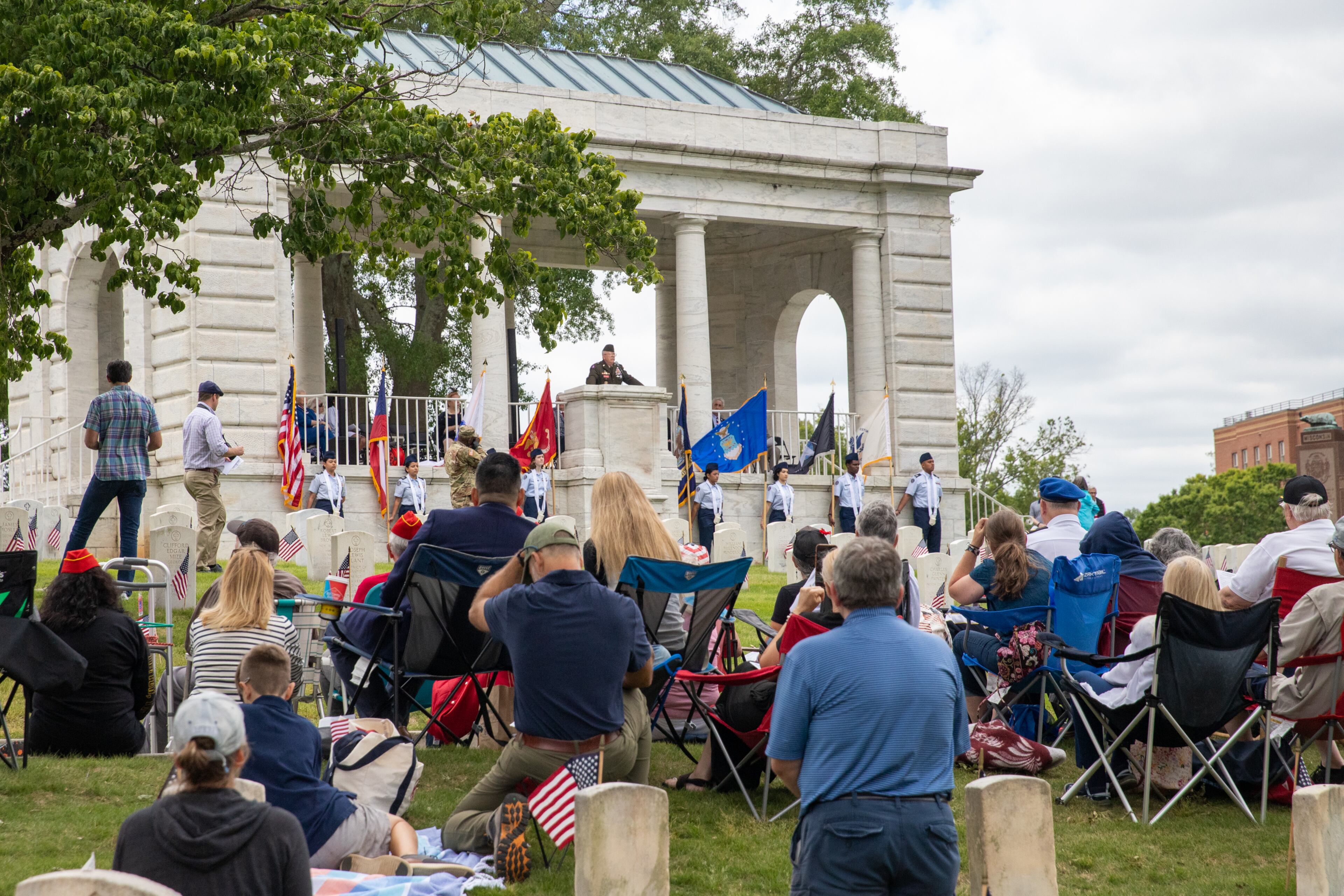 The National Memorial Day Association of Georgia holds the 77th annual Memorial Day Observance at the Marietta National Cemetery on Monday, May 29, 2003. (Jenni Girtman for The Atlanta Journal-Constitution)