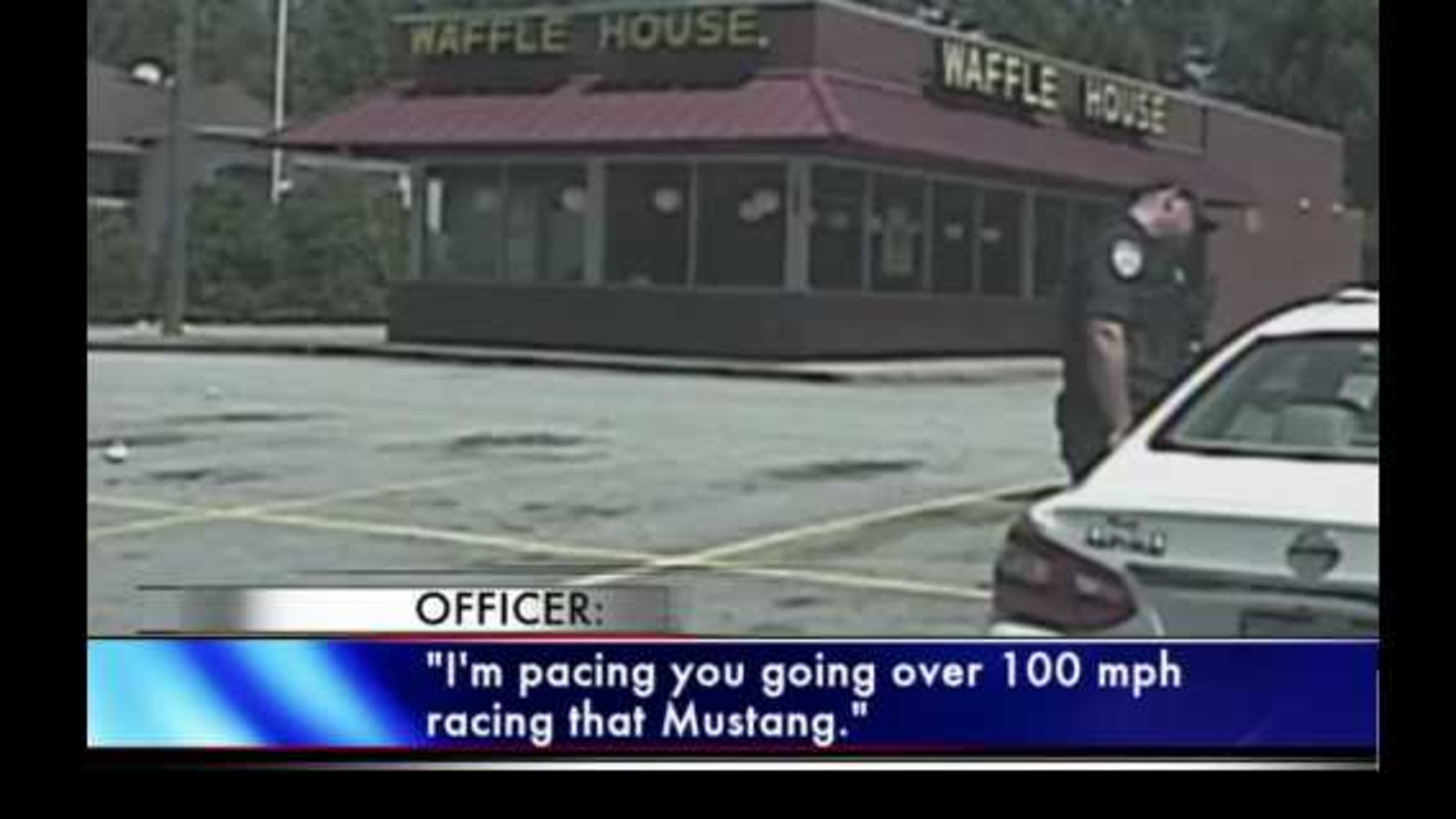 Alpharetta police finally caught up with a Roswell mom who they say was racing outside of a Waffle House.