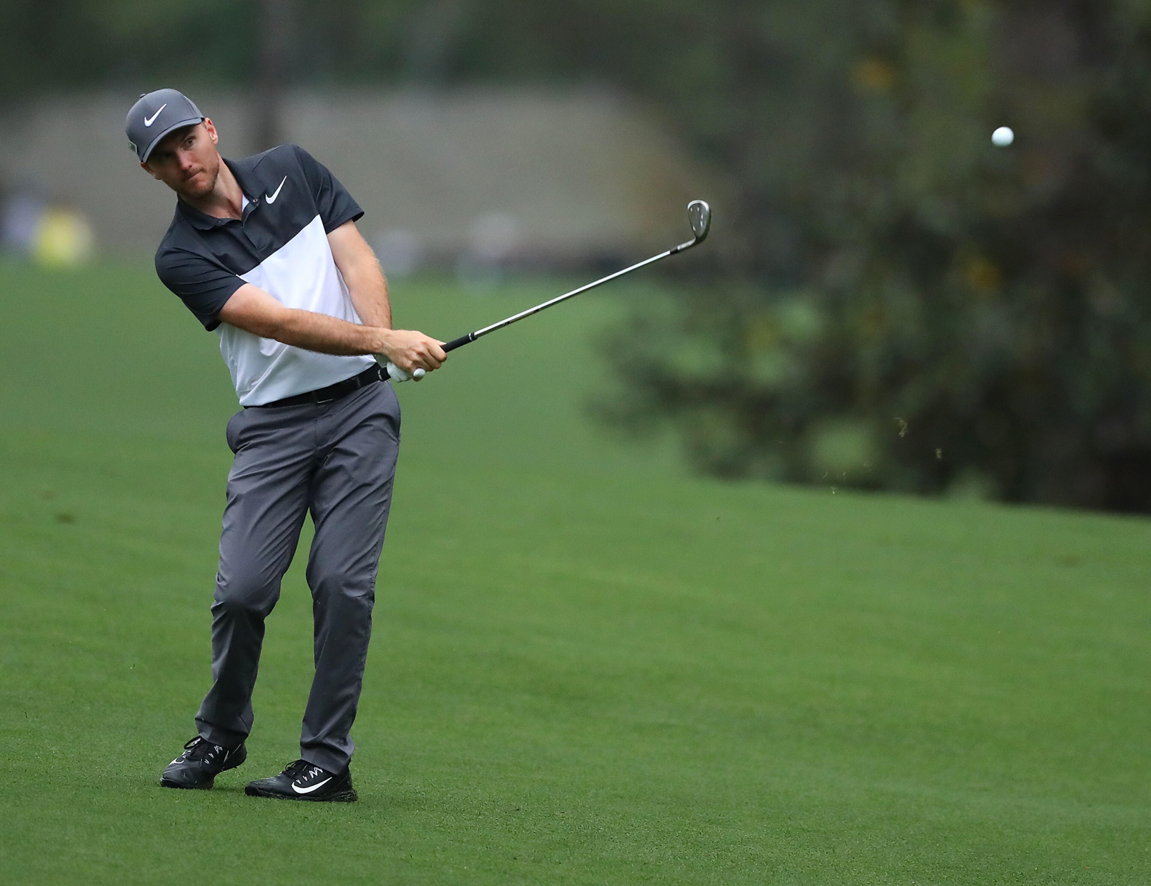 April 5, 2017, Augusta: Russell Henley, who played golf for the University of Georgia, hits his fairway shot to the 13th green during his practice round for the Masters at Augusta National Golf Club on Wednesday, April 5, 2017, in Augusta. Henley won the Shell Houston Open on Sunday earning a invite to the Masters. Curtis Compton/ccompton@ajc.com