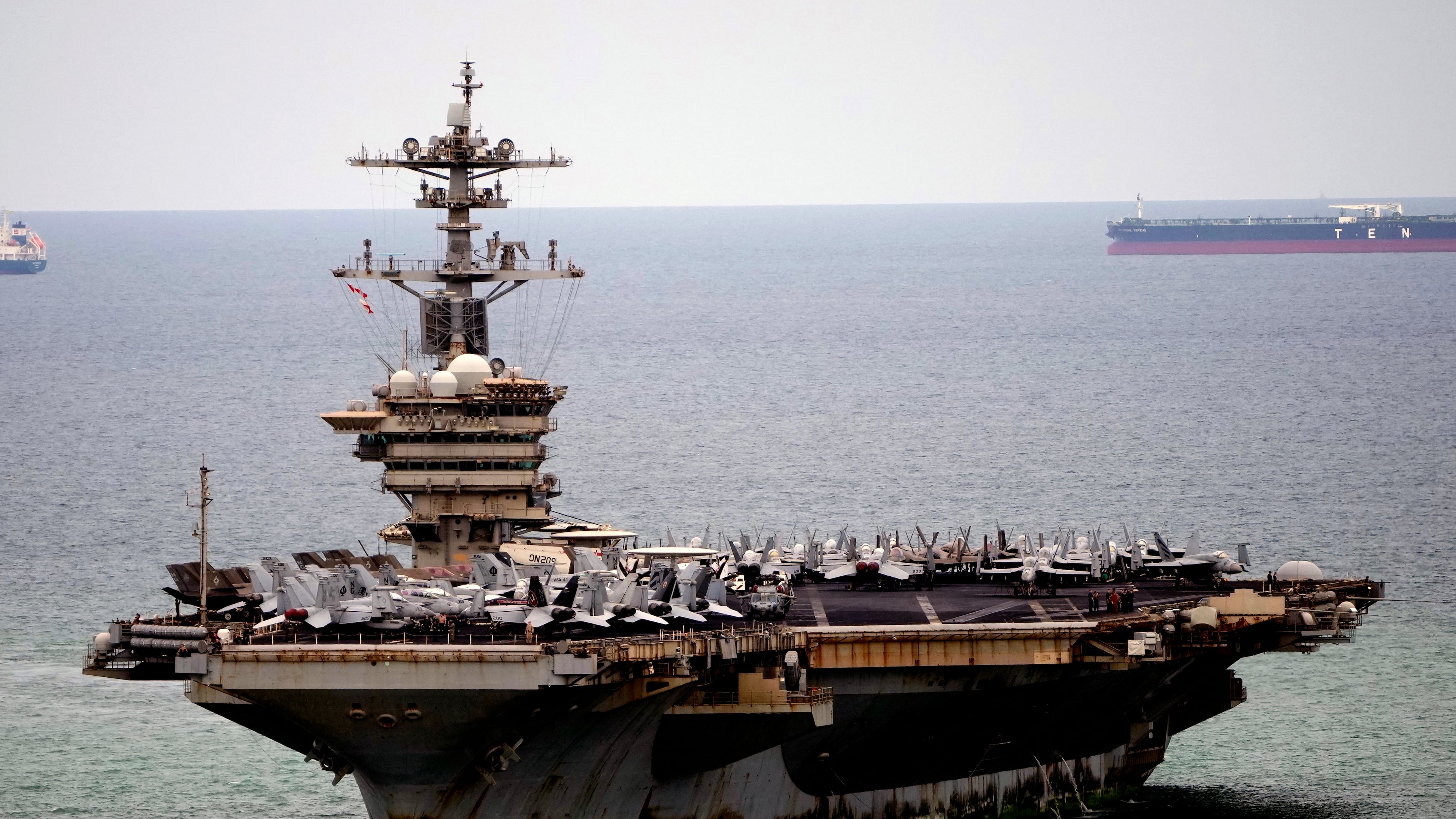The U.S. Navy aircraft carrier USS Abraham Lincoln arrives at the port in Laem Chabang, Chonburi, Thailand, Wednesday, Sept. 2, 2026. (AP Photo/Sakchai Lalit)