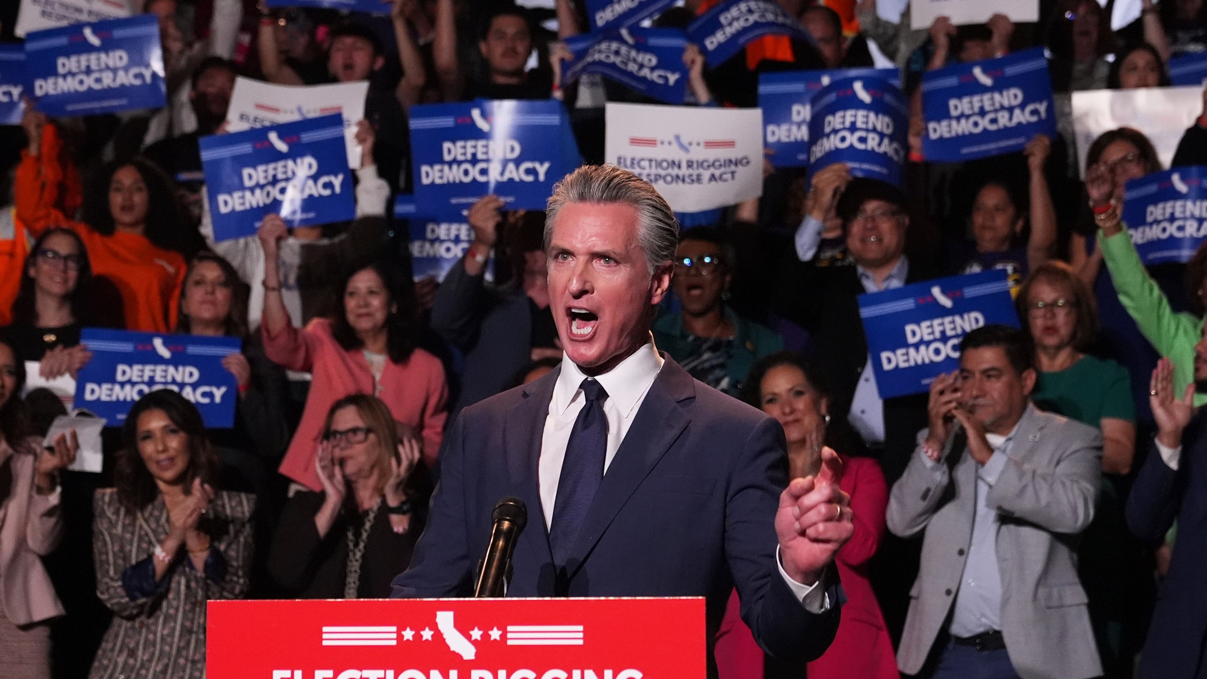 FILE - California Gov. Gavin Newsom speaks during a news conference, Aug. 14, 2025, in Los Angeles. (AP Photo/Marcio Jose Sanchez, File)