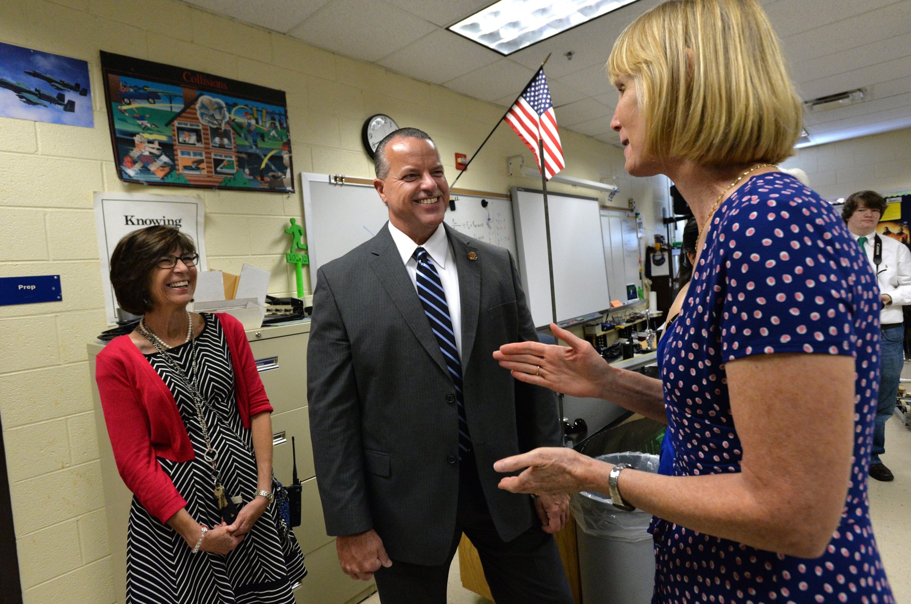 In 2014, interim superintendent Chris Ragsdale talks with on a visit to Wheeler High School. The Cobb County School Board recently amended Superintendent Chris Ragsdale’s contract recently to give him more power in dealing with his employer. HYOSUB SHIN / HSHIN@AJC.COM