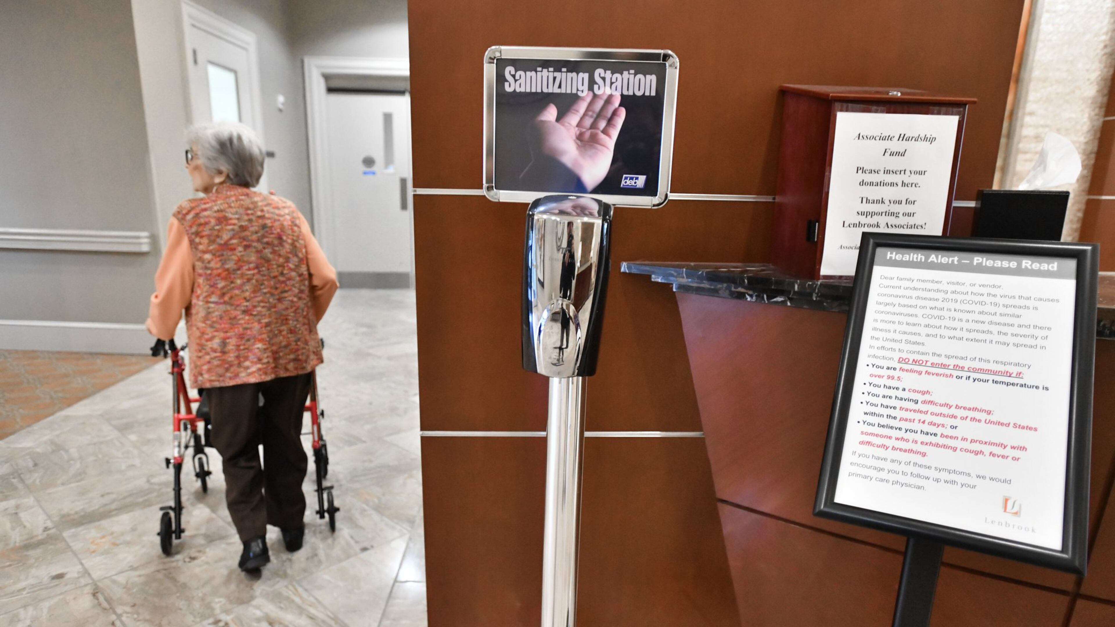 Staffers installed additional hand sanitizer stations at Lenbrook, a senior living facility in Atlanta’s Buckhead neighborhood in response to the outbreak of a new coronavirus. Early research shows that elderly residents with existing health problems are more vulnerable to infections and more likely to die from them. HYOSUB SHIN / HYOSUB.SHIN@AJC.COM
