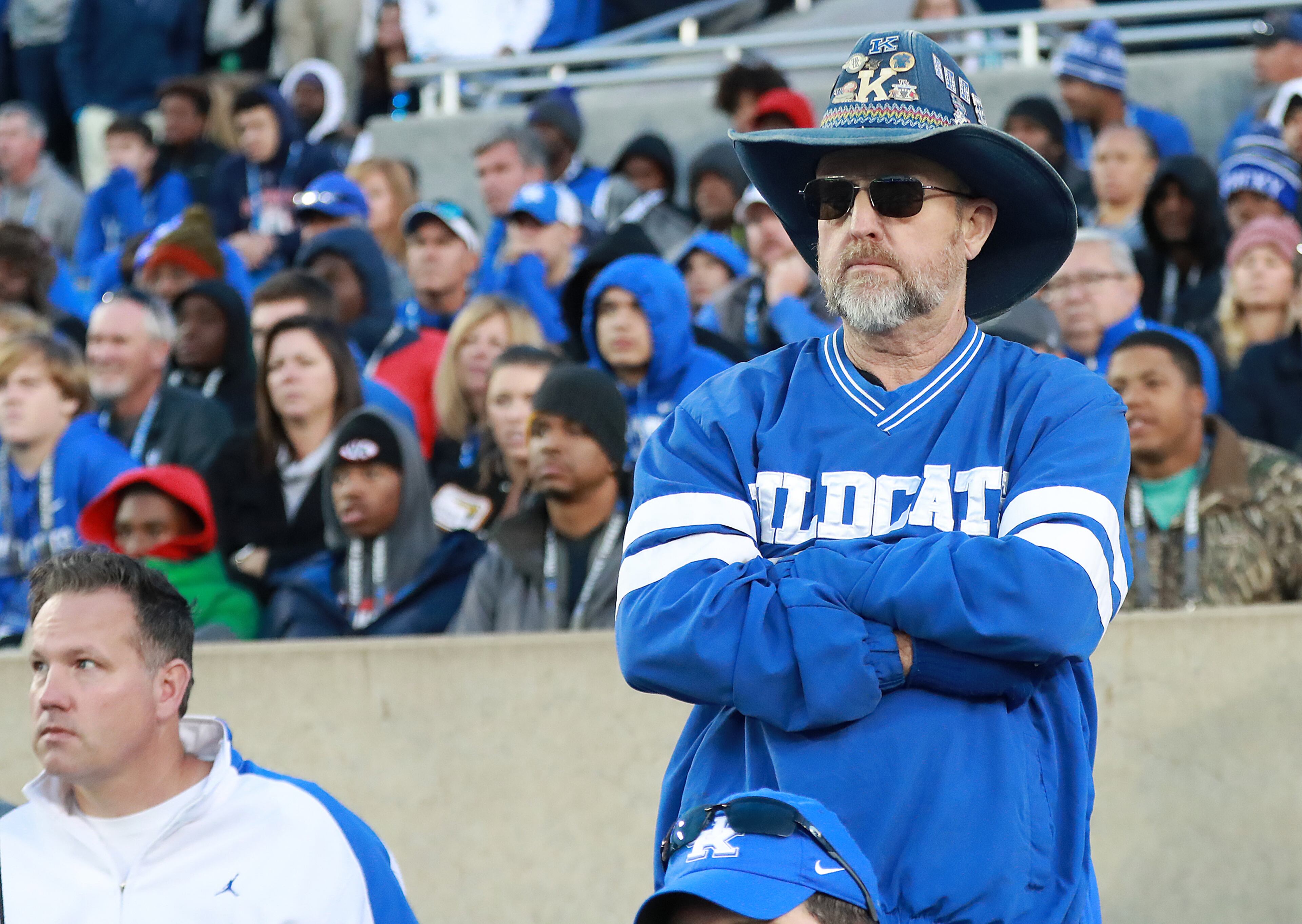 Nov 3, 2018 Lexington: Dejected Kentucky fans look on during the final minutes of a 34-17 loss to Georgia in a NCAA college football game on Saturday, Nov. 3, 2018, in Lexington. Curtis Compton/ccompton@ajc.com