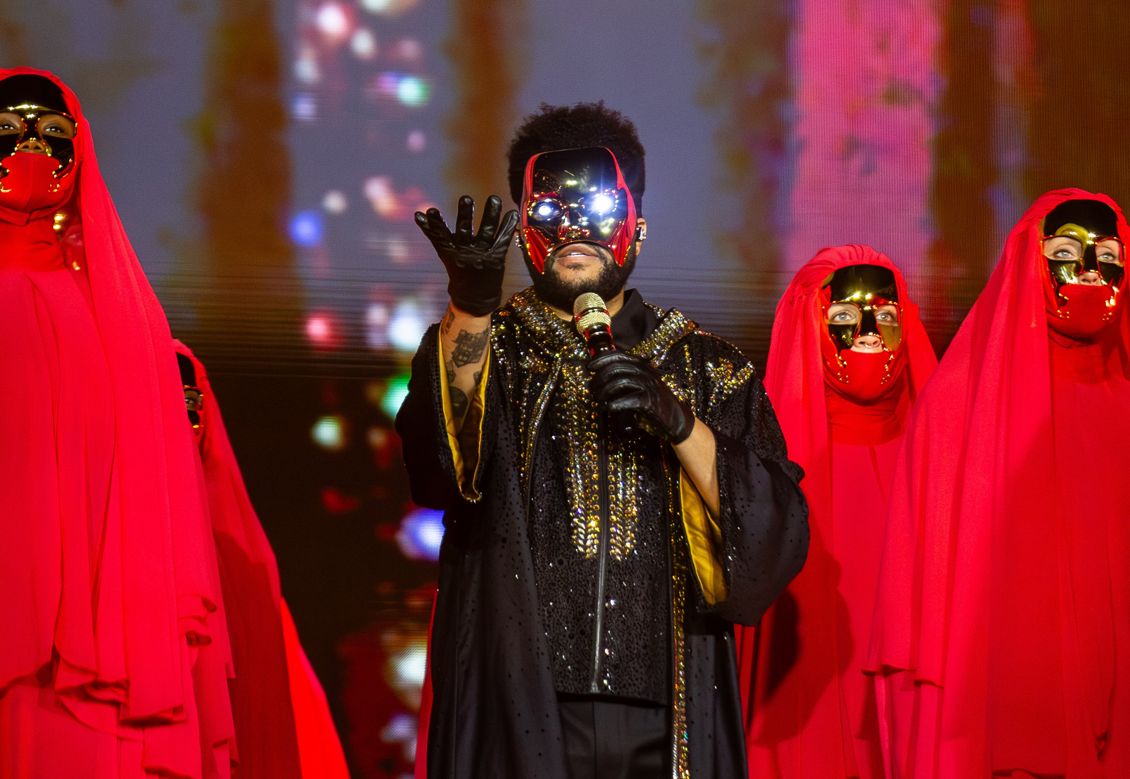 The Weeknd dazzles the crowd at Mercedes-Benz Stadium on Thursday, Aug. 21, 2025, in Atlanta. (Ryan Fleisher for the AJC)