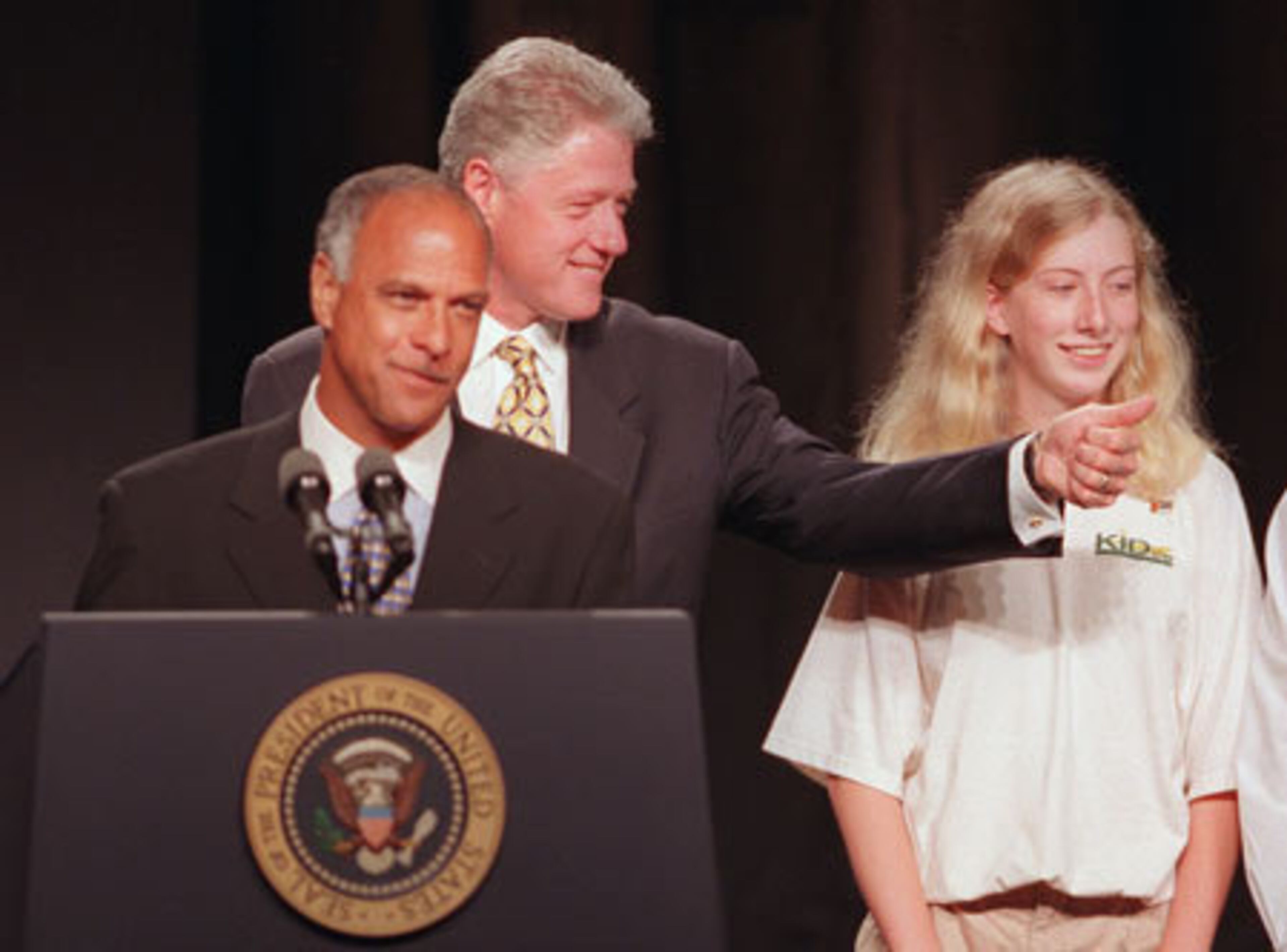 With President Bill Clinton on hand, Bill Campbell spoke in 1998 about the National Youth Anti-Drug Campaign.