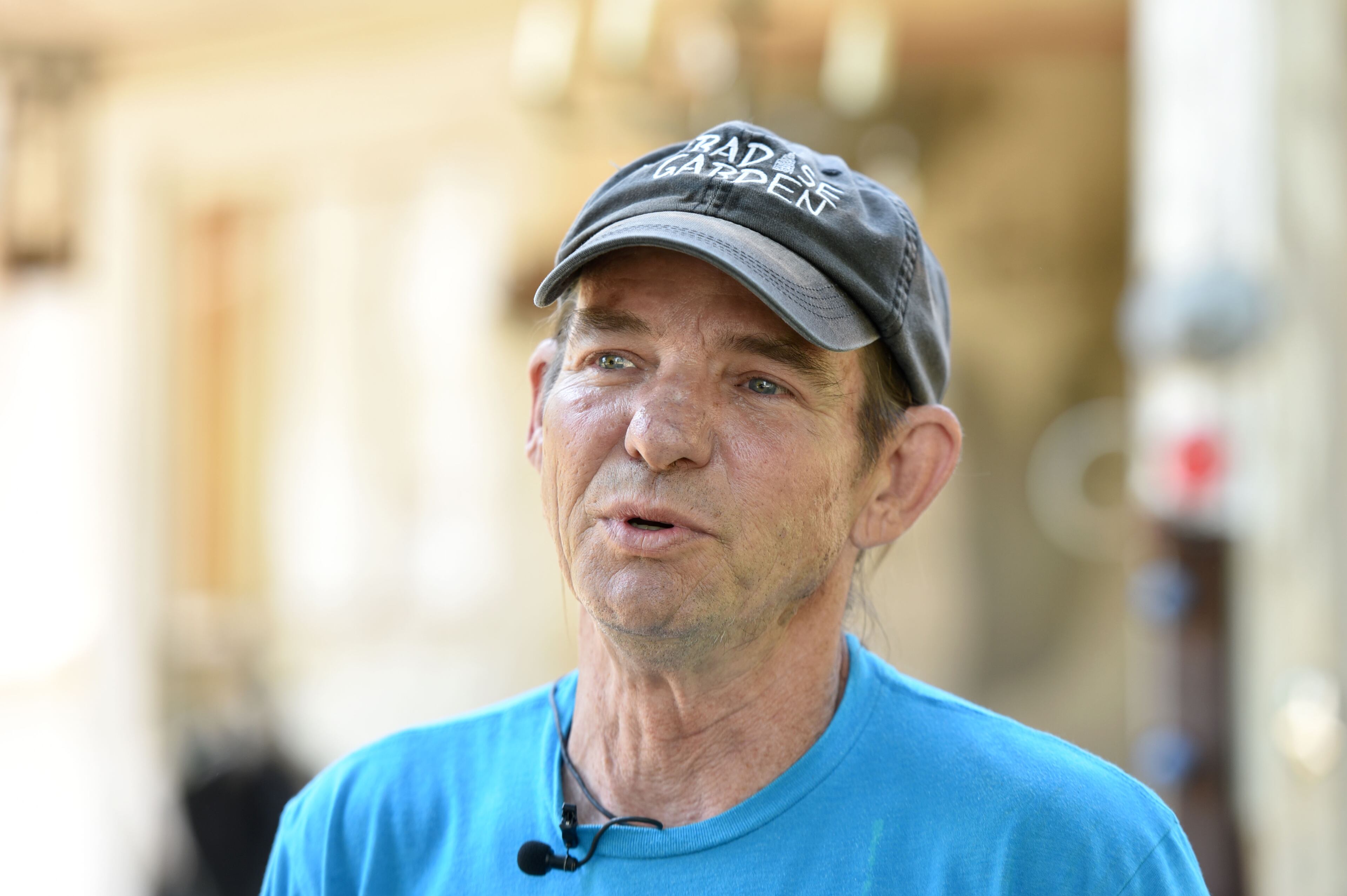 May 9, 2015 Summerville - Michael Sanders, restoration specialist, speaks at folk artist Howard Finster's Paradise Garden in Summerville on Saturday, May 9, 2015. Famous folk artist Howard Finster began creating Paradise Gardens in 1961. It is listed as one of Georgia's noted art attractions. Finster's outsider art -- sculpture and paintings -- draws tourists from around the world. In advance of Finster Fest, May 30-31 in the northwest Georgia town of Summerville. Georgia's most famed folk artist, Finster was known as a great American eccentric, and plenty of eccentric places survive him in this gritty corner of the state. HYOSUB SHIN / HSHIN@AJC.COM