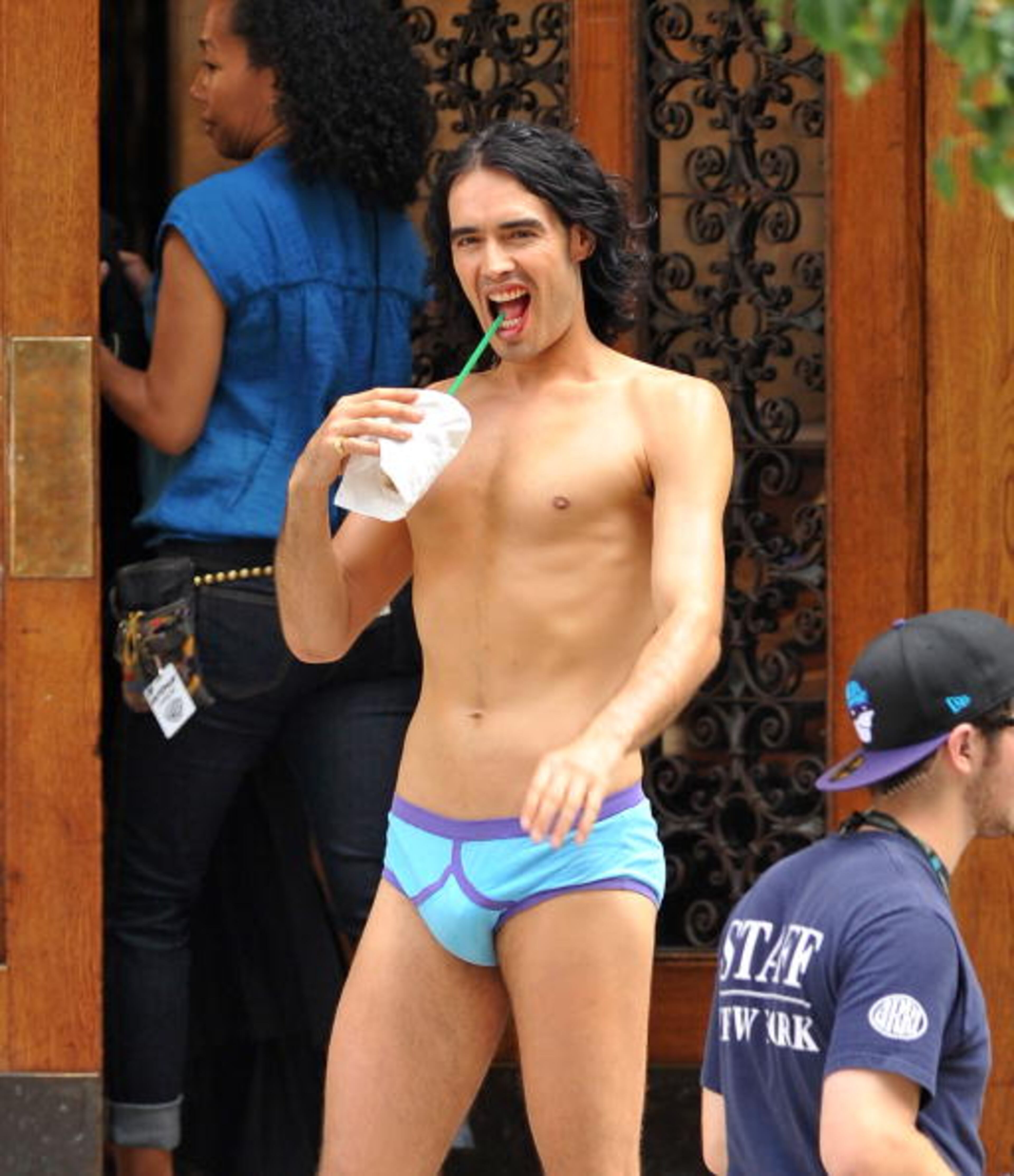 Russell Brand filming on location for "Arthur" on the streets of Manhattan on July 28, 2010 in New York City.