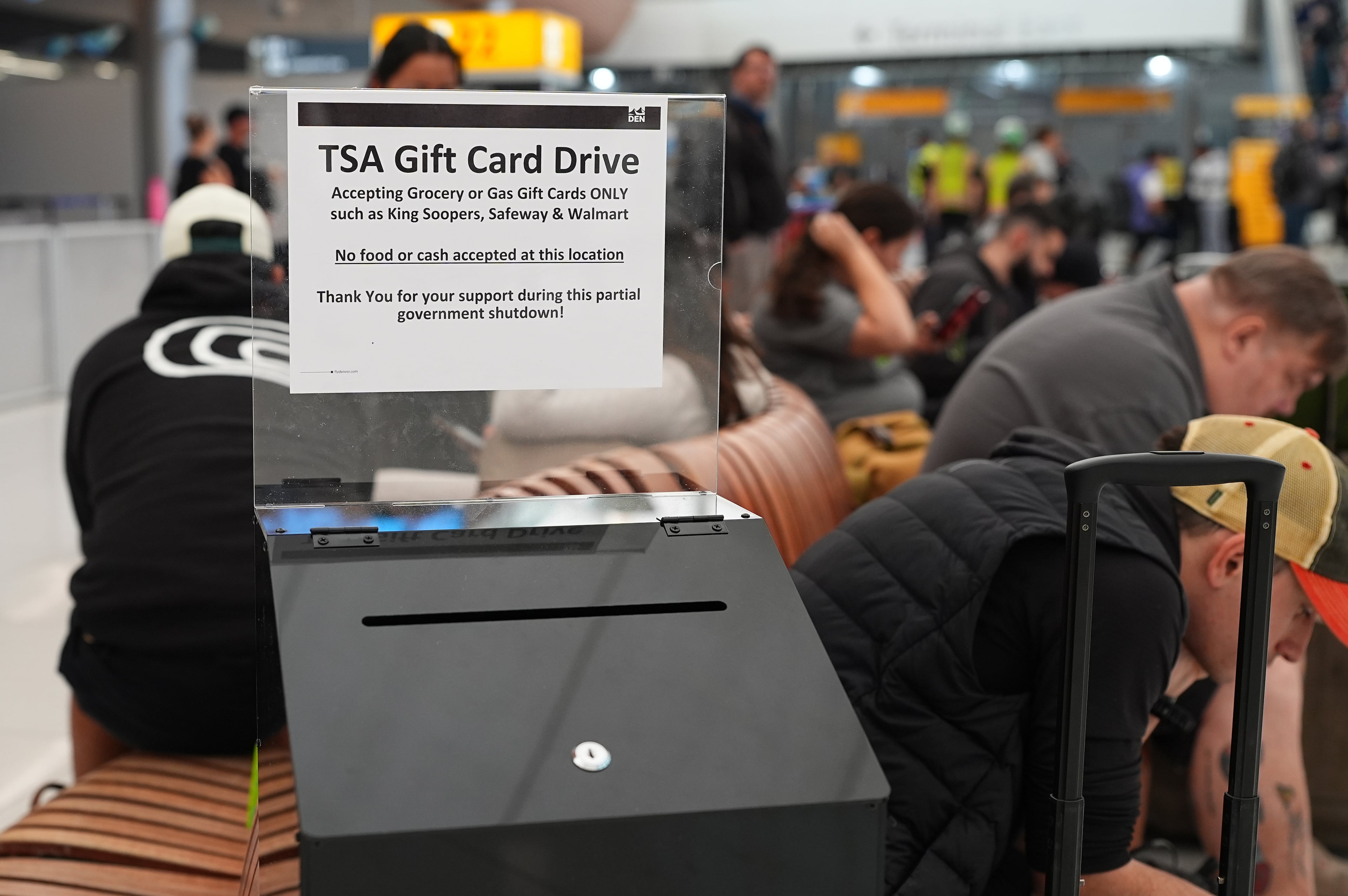 Collection box for donoations for tsa workers