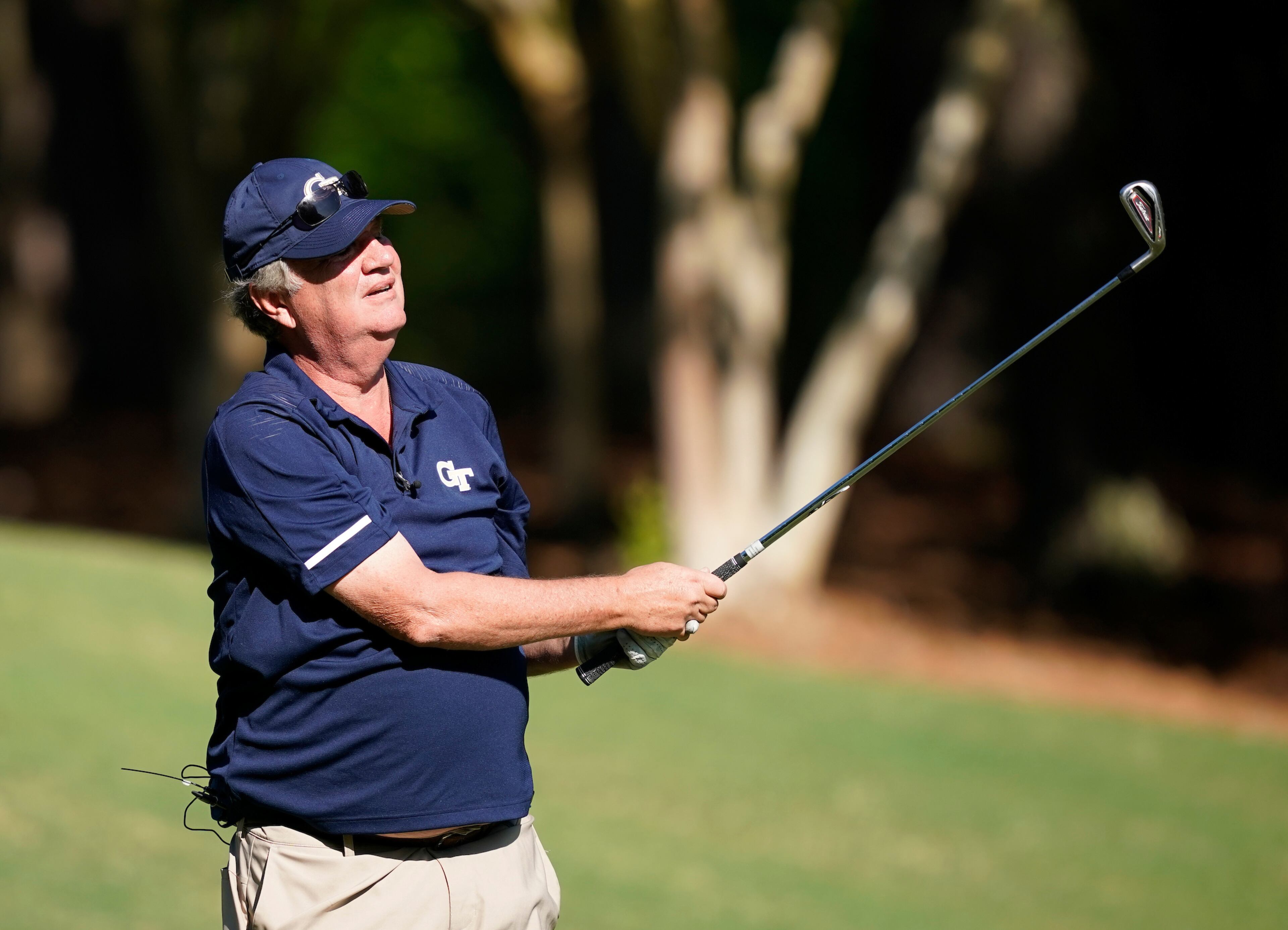 Former Georgia Tech football coach Paul Johnson watches the ball. (Paul Abell via Abell Images for Chick-fil-A Peach Bowl Challenge)