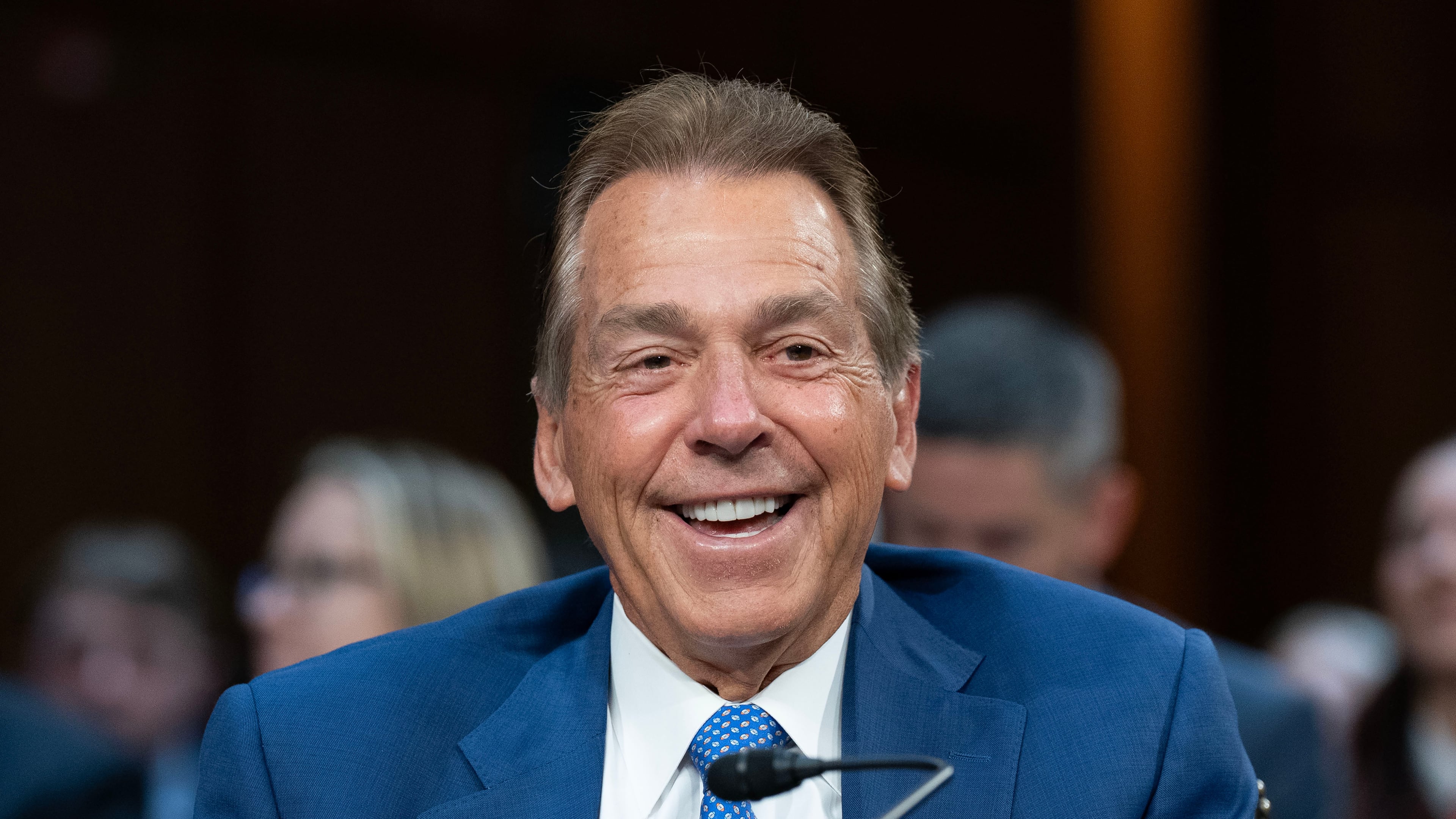 Former University of Alabama football coach Nick Saban testifies before Senate Committee on Commerce, Science, and Transportation hearing to examine college sports, supporting student athletes, and fair competition on Capitol Hill, Wednesday, June 3, 2026, in Washington. (AP Photo/Jose Luis Magana)