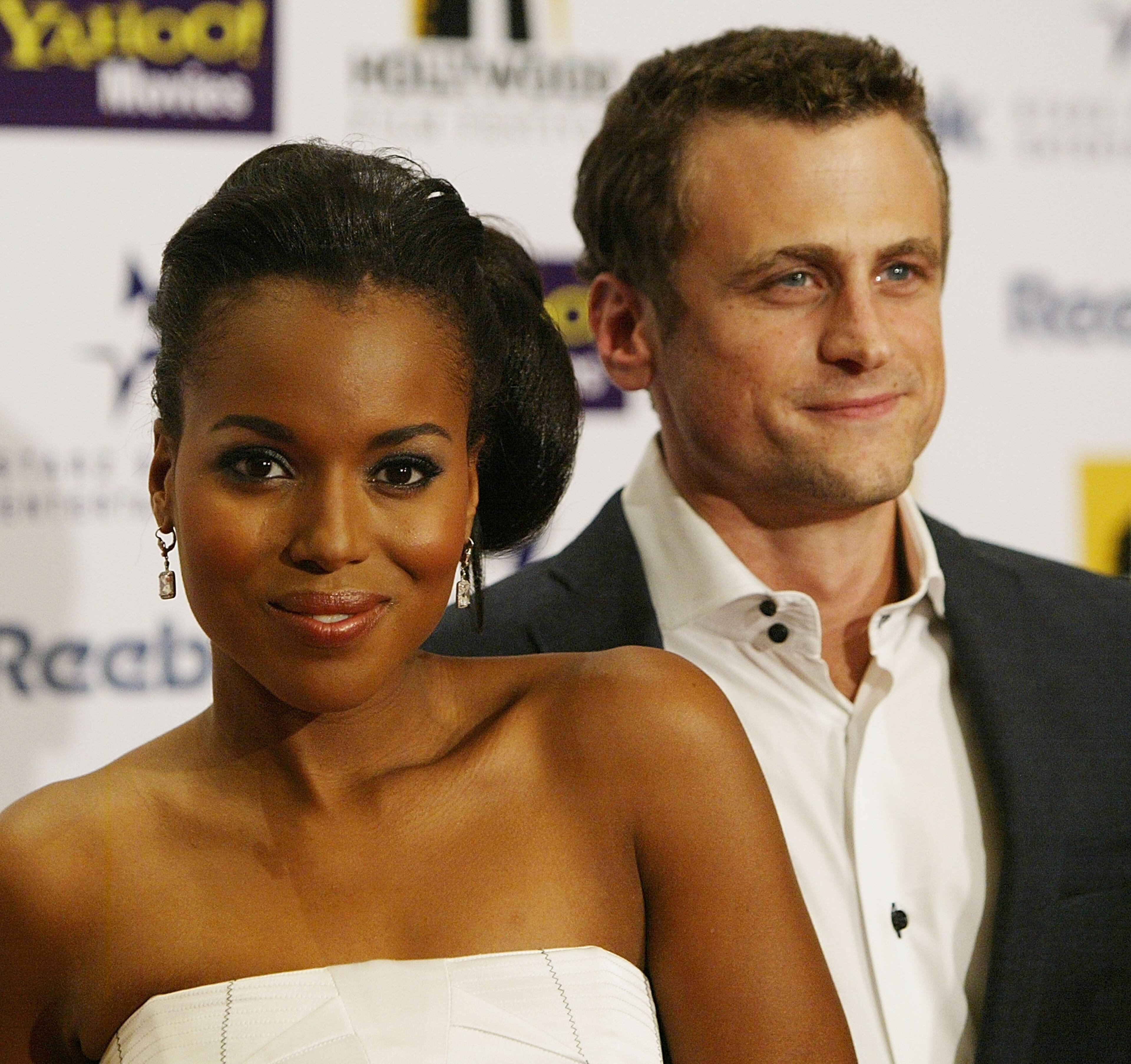 Actress Kerry Washington and actor David Moscow arrive at The Hollywood Awards Gala at the Beverly Hilton Hotel October 18, 2004 in Beverly Hills, California. (Photo by Mark Mainz/Getty Images)