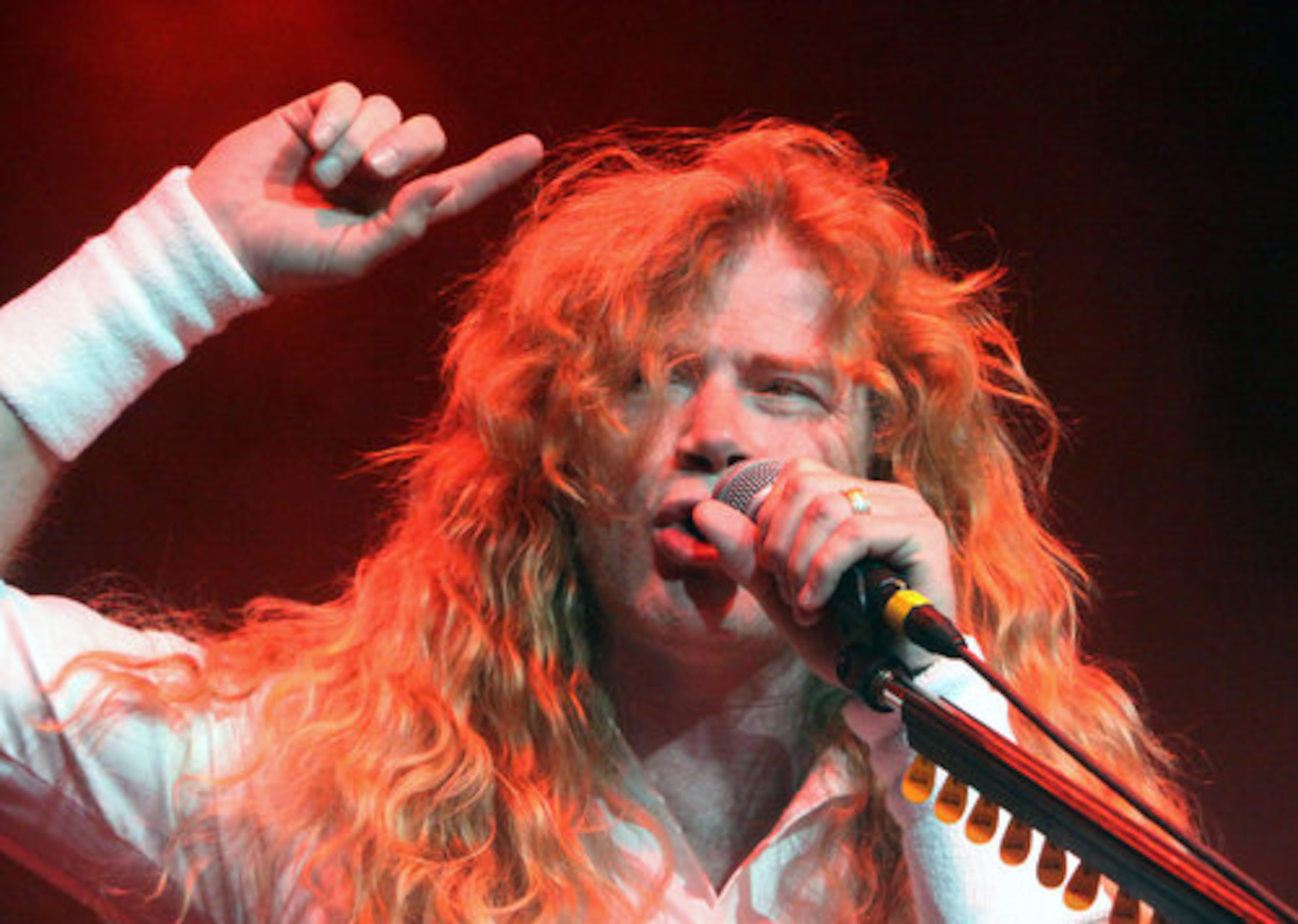 Megadeth's Dave Mustaine leads the crowd on "Holy Wars."