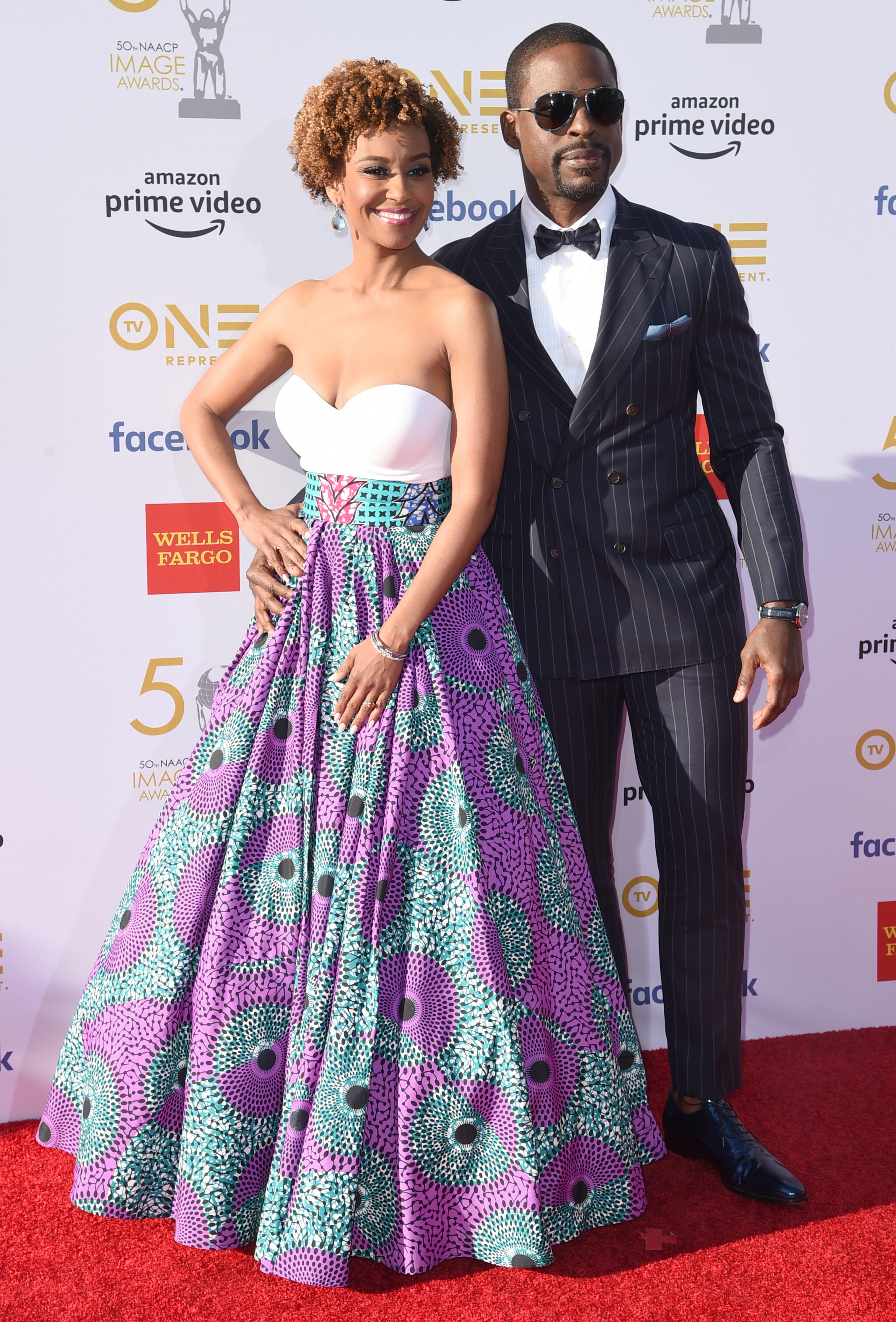 Ryan Michelle Bathe, left, and Sterling K. Brown arrive at the 50th annual NAACP Image Awards on Saturday, March 30, 2019, at the Dolby Theatre in Los Angeles. (Photo by Richard Shotwell/Invision/AP)