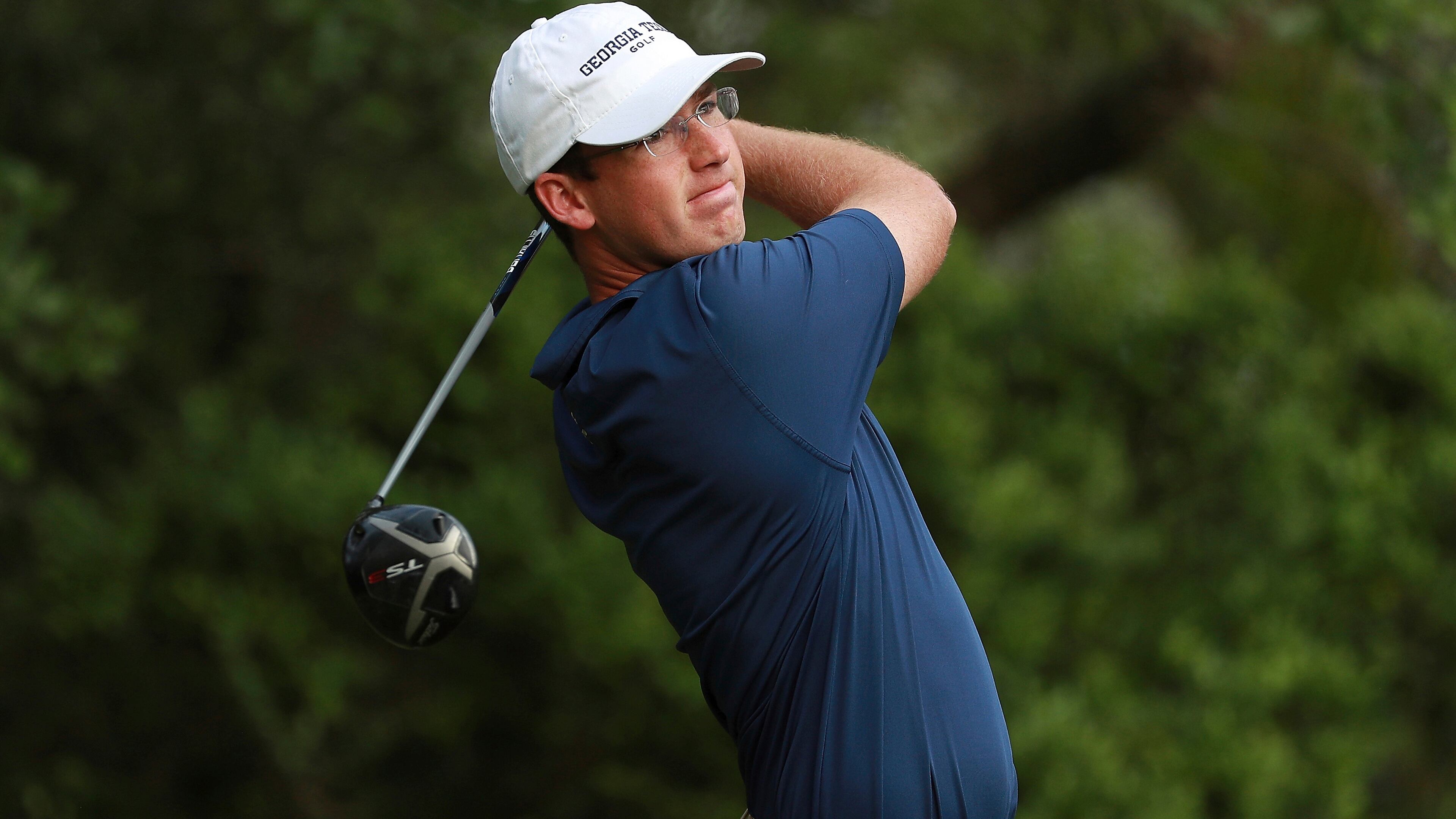 Andy Ogletree of Georgia Tech hits a tee shot. (AP Photo/Scott Halleran)