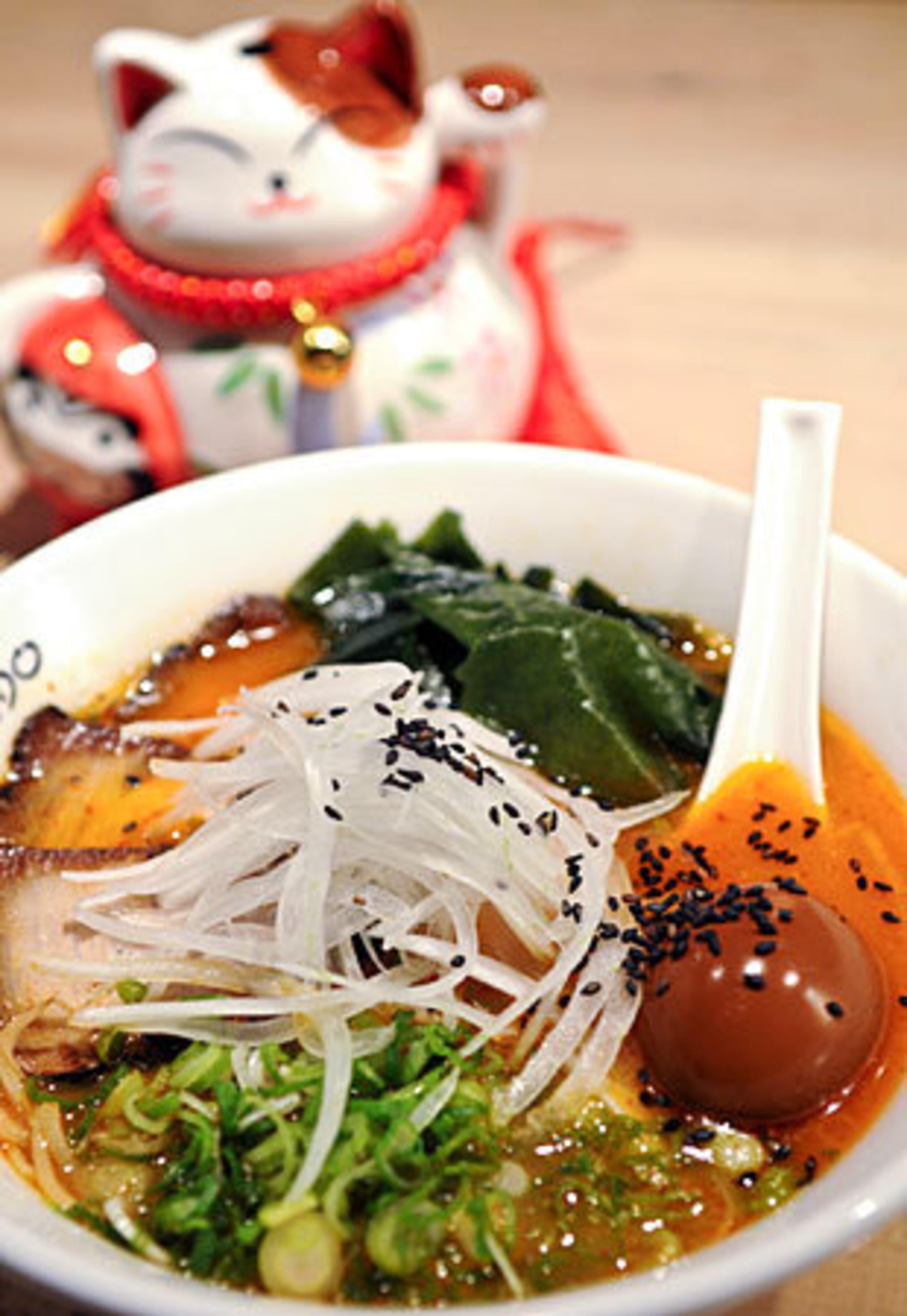 Umaido is one of many restaurants in Gwinnett to go to for good Asian food. The Ramen noodle soups use house made noodles. This is spicy Tonkotsu Ramen- Seaweed, Onion, Egg, Chasyu, Green Onion, Bean sprout.