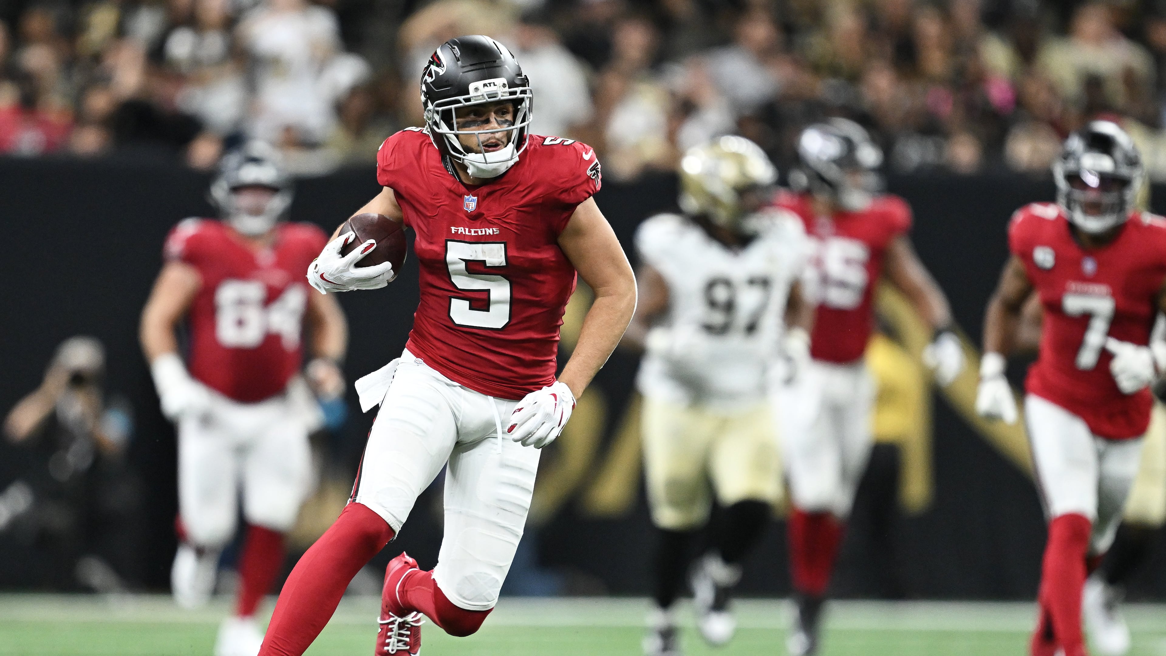 “For me, personally, I just didn’t forget about Jameis Winston, how he was supposed to take a knee when we were here and they wanted to drive in,” Atlanta Falcons wide receiver Drake London said after Monday's game against New Orleans. (Ella Hall/AP)