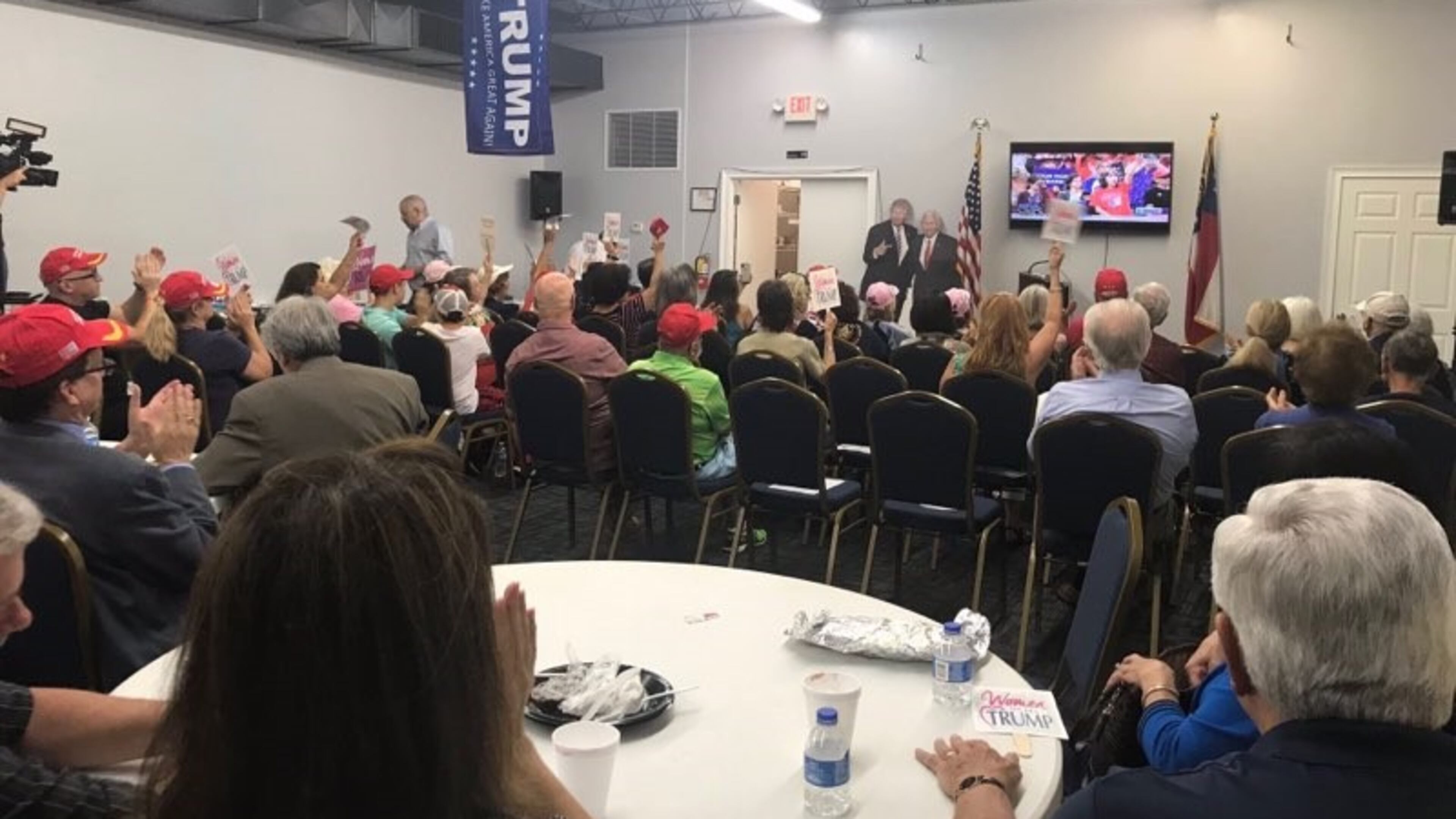 Dozens of Republican activists gathered for training sessions around Georgia followed by “watch parties” for President Donald Trump’s campaign kickoff. AJC/hand-out.