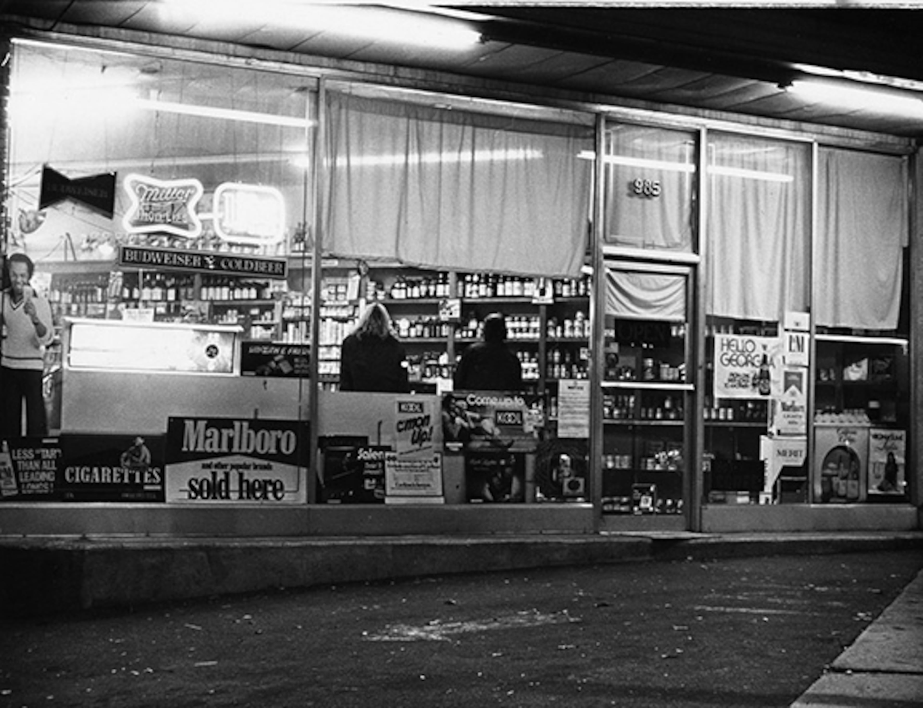 December 4, 1980 -- A liquor store on the corner of 10th and Peachtree Street in Midtown Atlanta.
