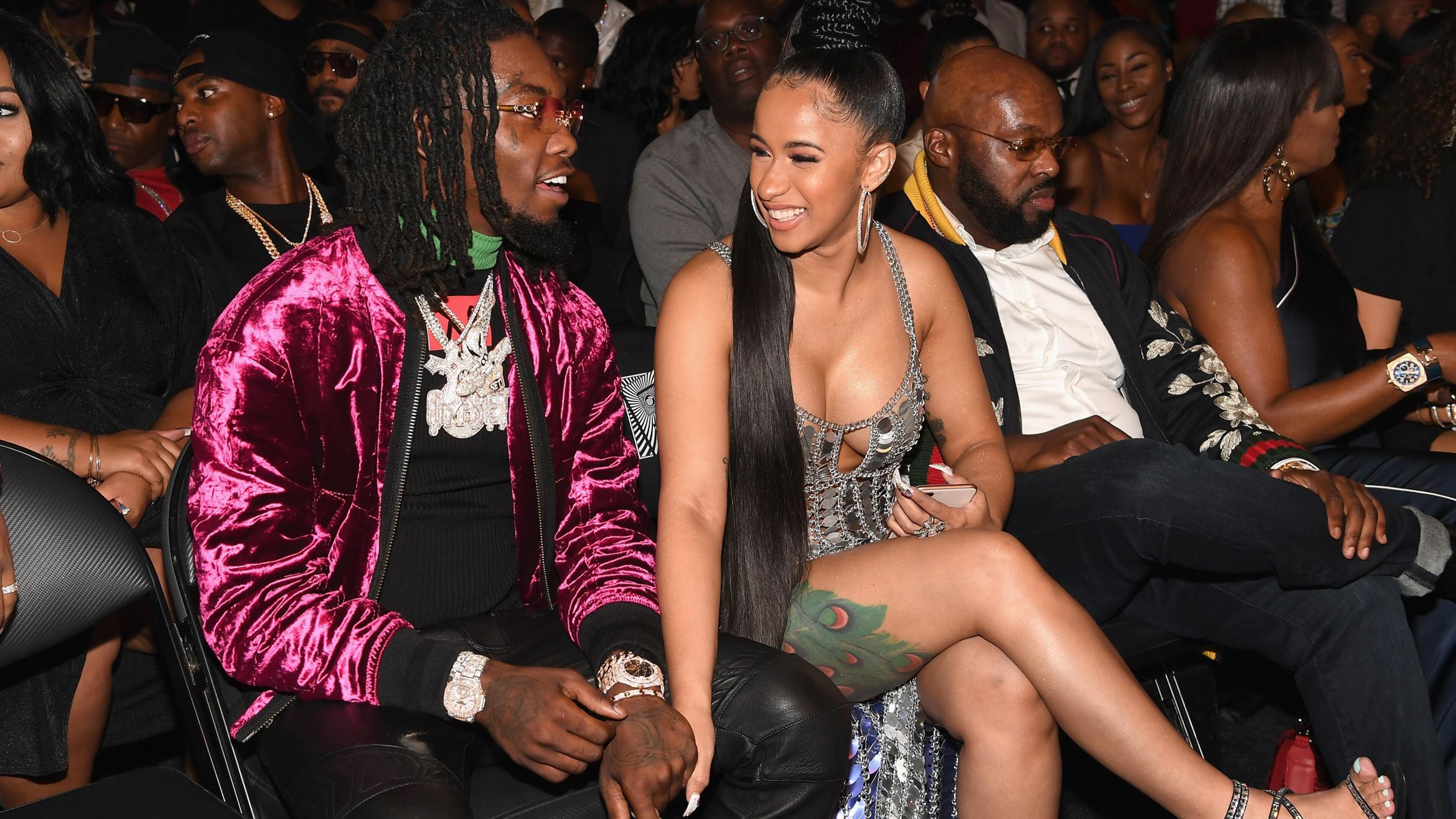 MIAMI BEACH, FL - OCTOBER 06: Rappers Offset of Migos and Cardi B attend the BET Hip Hop Awards 2017 at The Fillmore Miami Beach at the Jackie Gleason Theater on October 6, 2017 in Miami Beach, Florida. (Photo by Paras Griffin/Getty Images for BET)