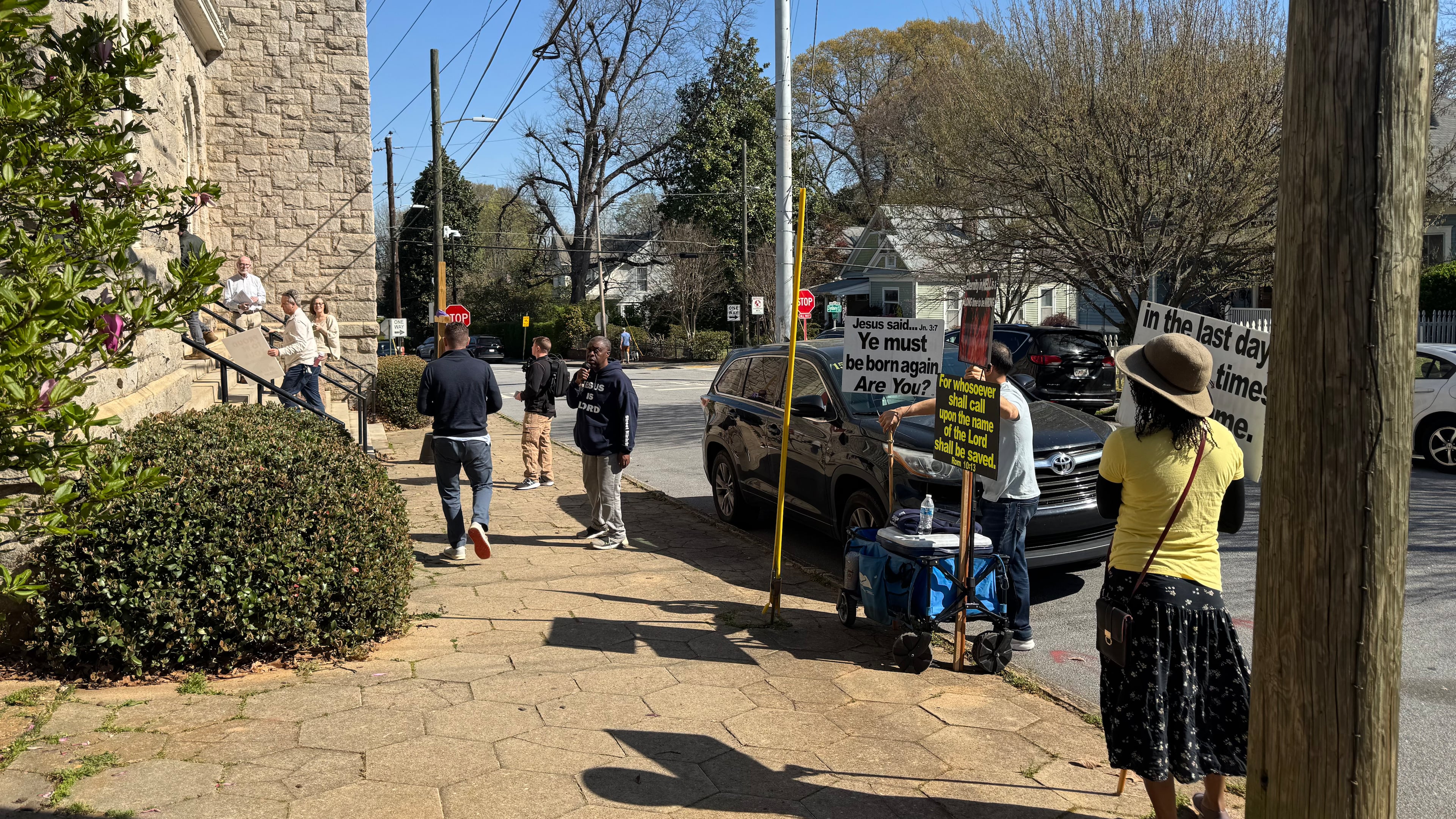 A group of protestors who frequent LGBT-accepting churches in Atlanta arrived at St. Paul United Methodist Church in Grant Park Sunday. They protested loudly as the church service was conducted.