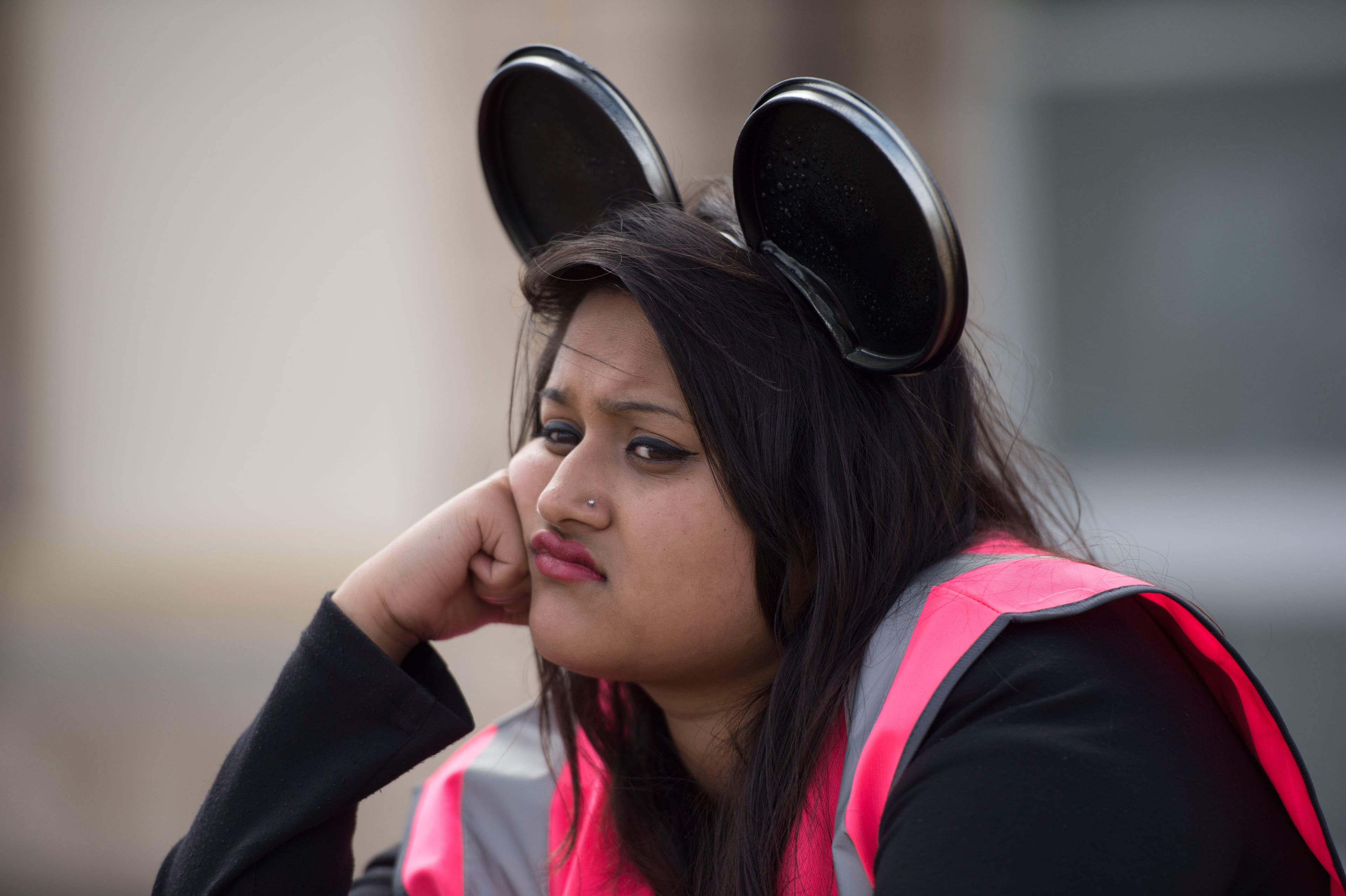 WESTON-SUPER-MARE, ENGLAND - AUGUST 20: A steward looks on at Banksy's 'Dismaland' exhibition which opens tomorrow at a derelict seafront lido on August 20, 2015 in Weston-Super-Mare, England. The show is Bansky s first in the UK since the Banksy v Bristol Museum show in 2009 and will be open for 5 weeks at the Topicana site. (Photo by Matthew Horwood/Getty Images)