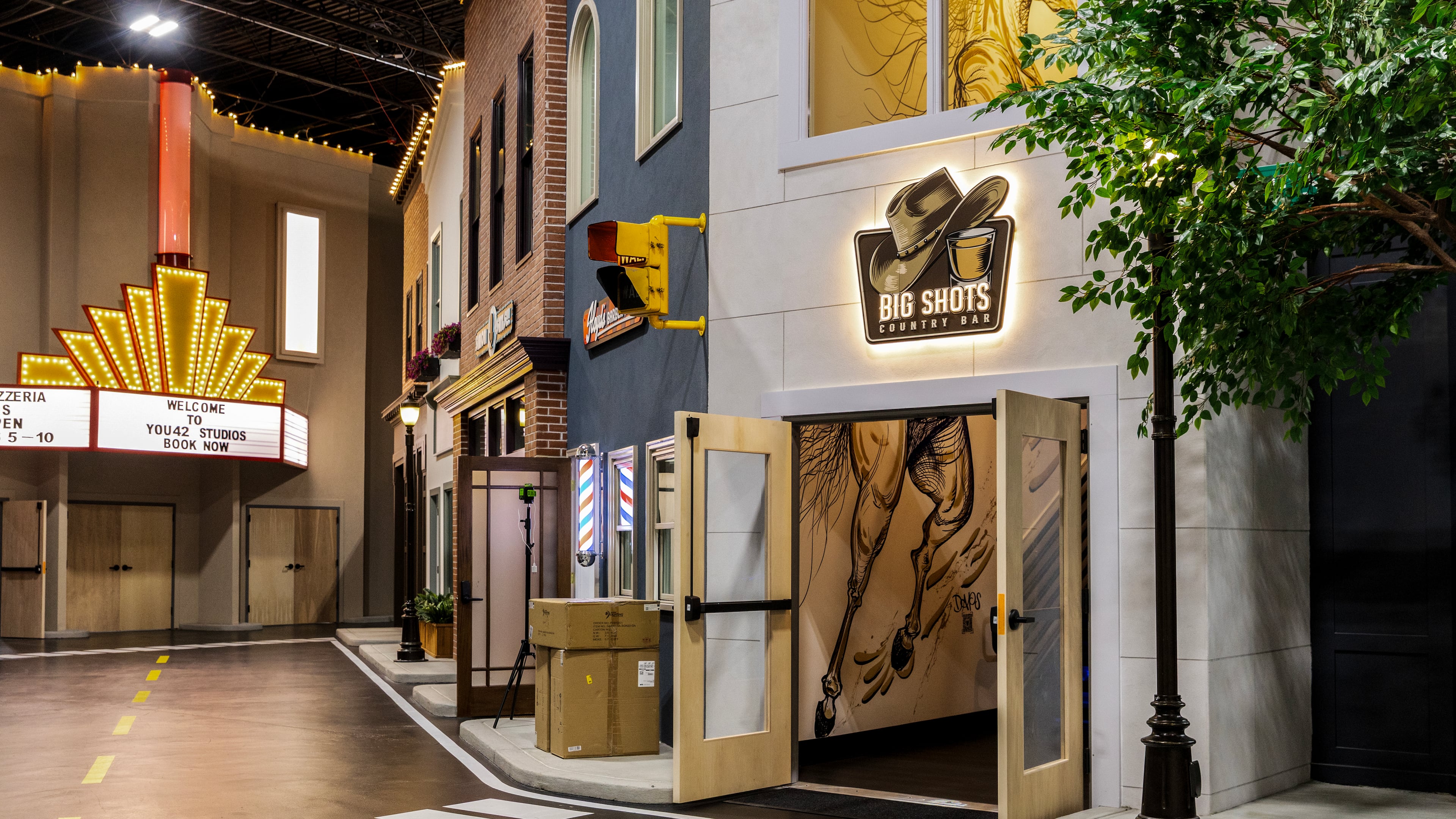 An exterior view of Big Shots, the Western-themed bar at You42 Studios in Roswell. (Courtesy of Heidi Harris)