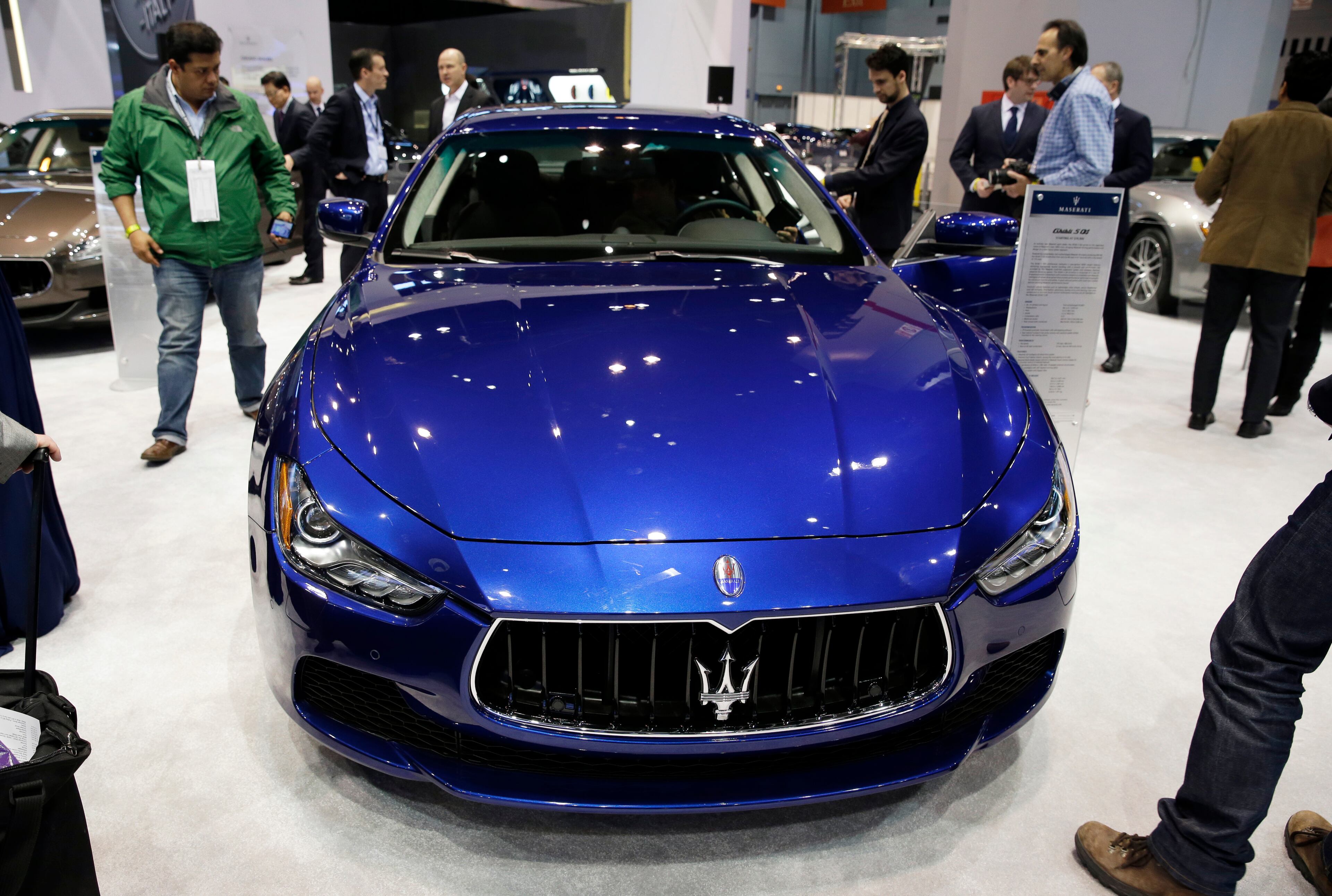 Maserati Ghibli S Q4 is displayed during the media preview of the Chicago Auto Show at McCormick Place in Chicago on Thursday, Feb. 6, 2014. The Chicago Auto Show will be open to the public February 8 through February 17. (AP photo/Nam Y. Huh)