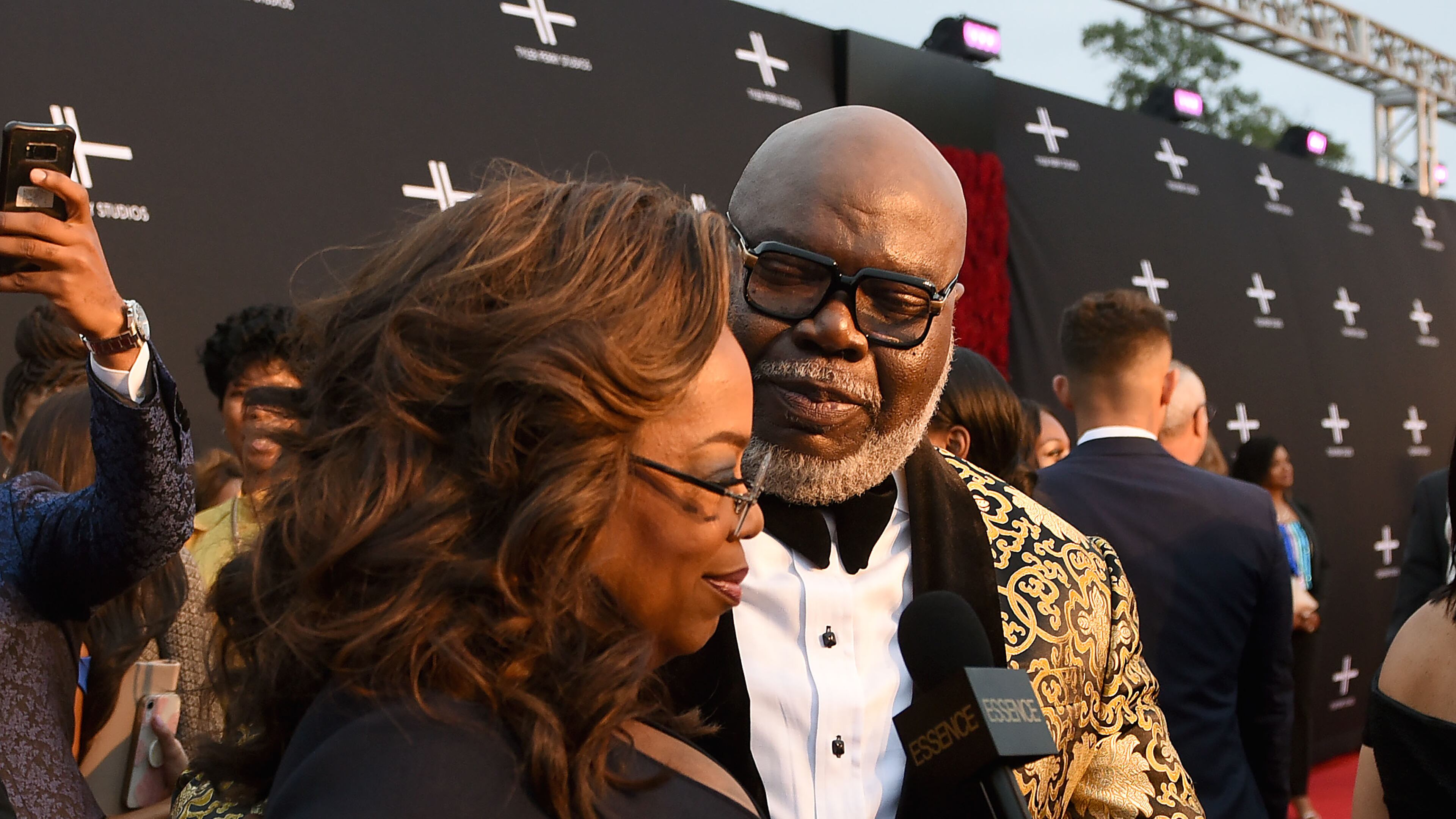 Oprah Winfrey and Bishop T.D. Jakes at opening of Tyler Perry Studios in 2019 in Atlanta. Perry acquired the property of Fort McPherson to build a movie studio on 330 acres of land. (Ryon Horne / Ryon.Horne@ajc.com)