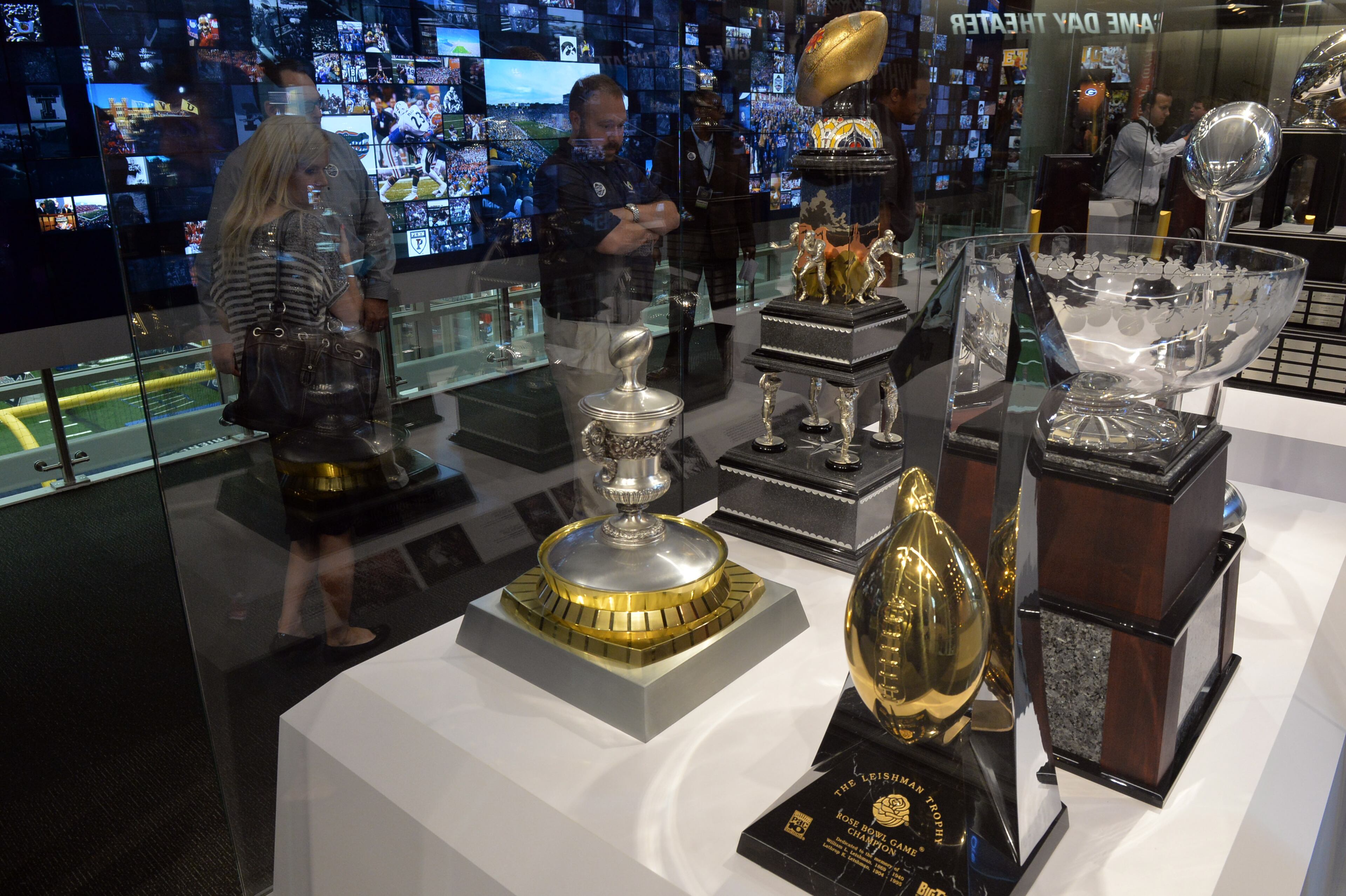 Trophies, the Heisman among them, are displayed in the Fan Experience area of the Hall. The museum was moved from South Bend, Ind., to Atlanta.