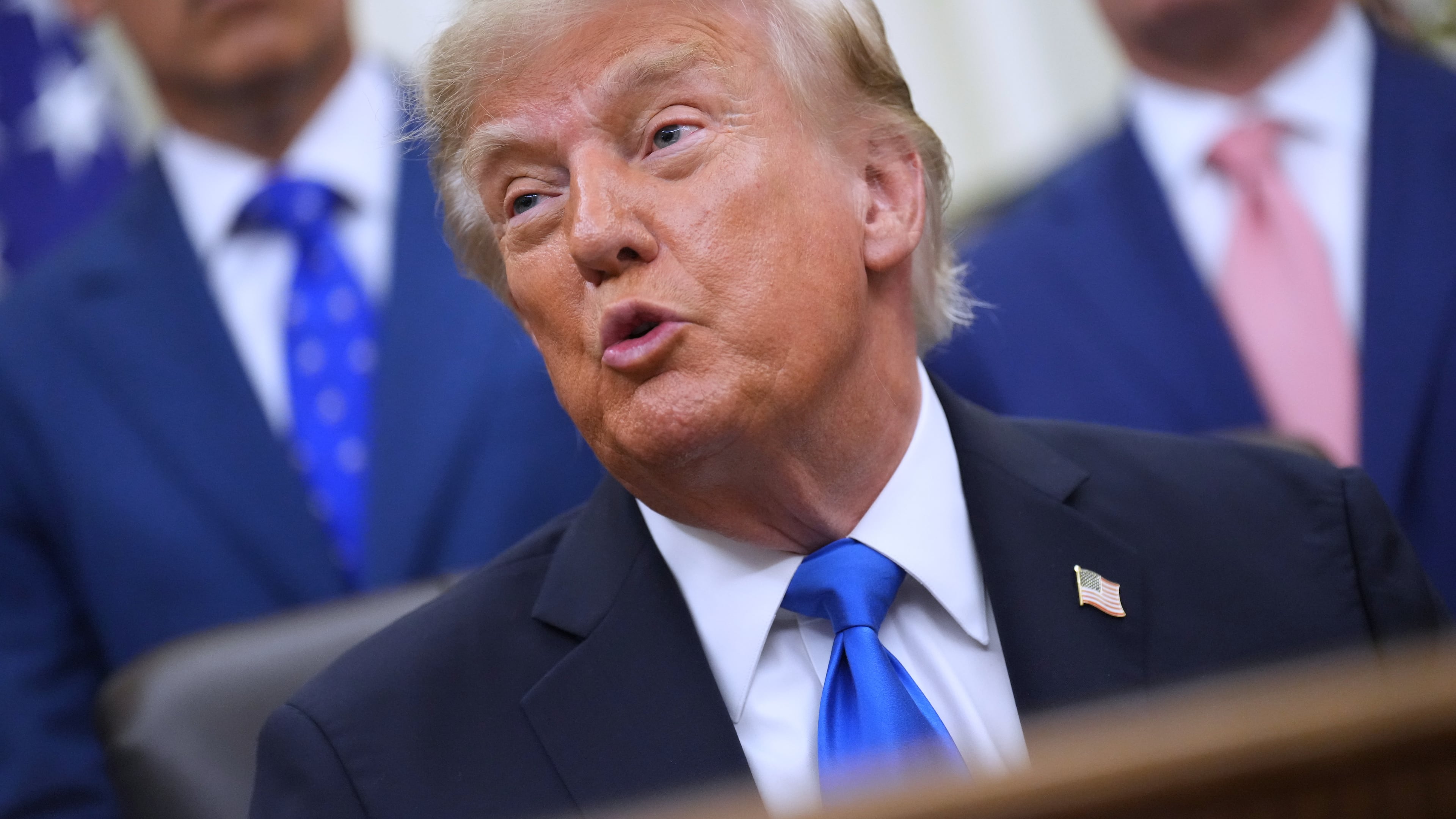 President Donald Trump speaks to reporters in the Oval Office of the White House during a meeting with travel executives, Wednesday, Sept. 2, 2026, in Washington. (AP Photo/Jacquelyn Martin)