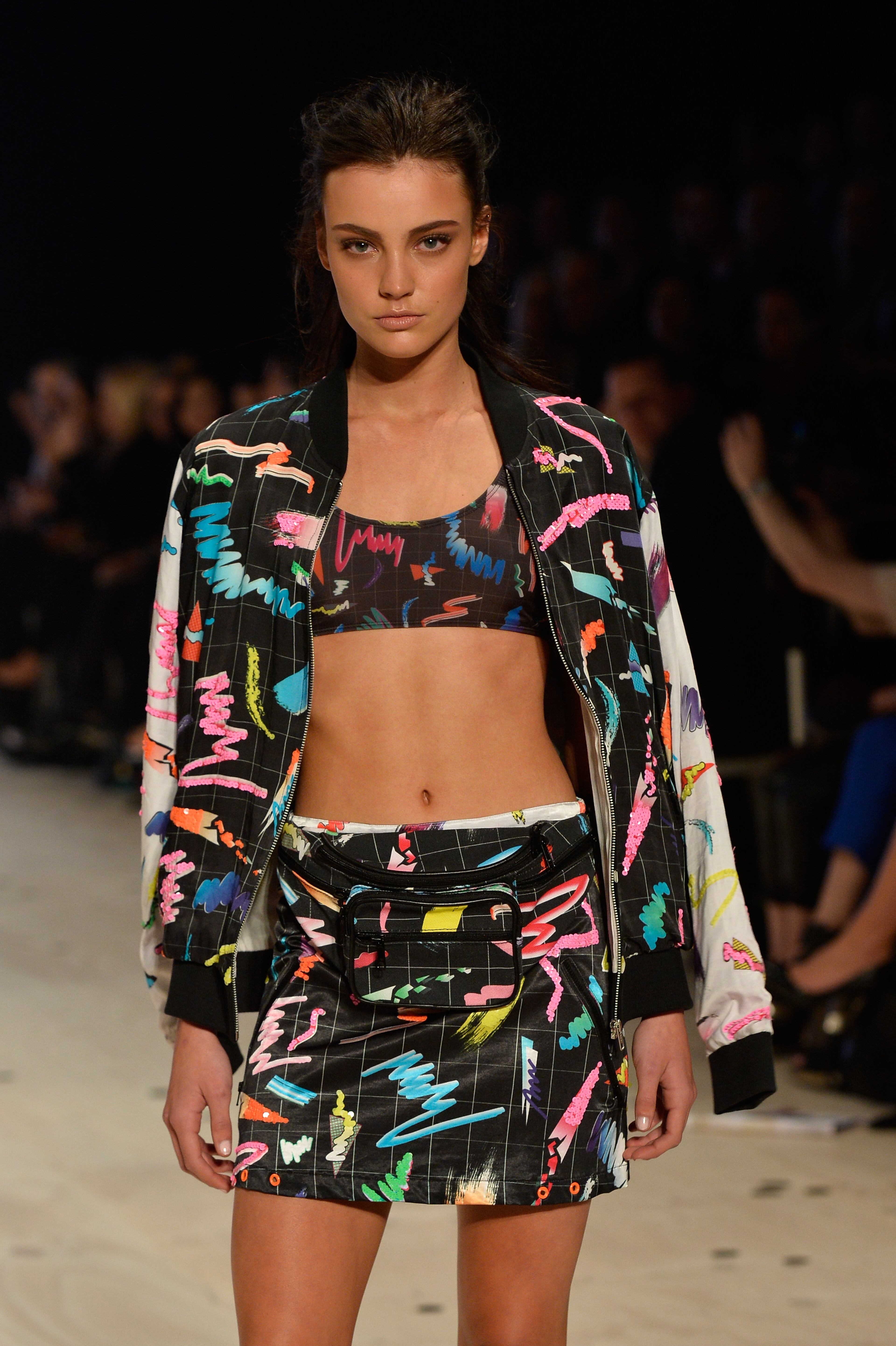 A model showcases designs by Emma Mulholland on the runway at the MBFWA Trends show during the Mercedes-Benz Fashion Festival Sydney 2013 at Sydney Town Hall on Aug. 21, 2013, in Sydney, Australia.