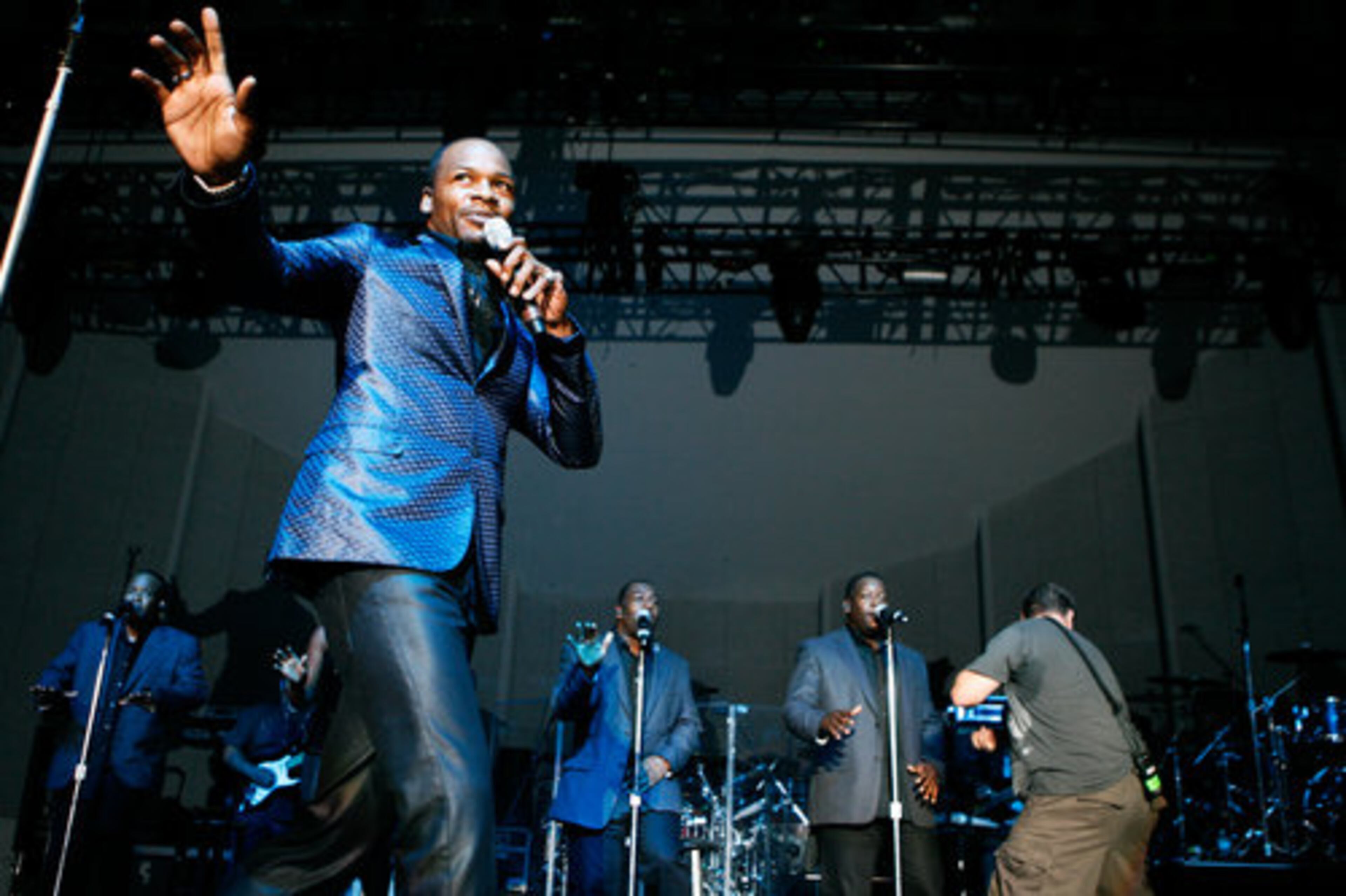 R&B/soul singer Jaheim paces the stage while singing as one of the headliners for the Budweiser Superfest at Chastain Amphitheatre on Friday, Aug. 20, 2010. The Budweiser Superfest -- a soul and R&B concert series begun in 1979 until 1999 and now -- is touring 18 U.S. cities, including Atlanta. The Superfest's previous headliners have included Michael Jackson, Arethra Franklin and other major artists.