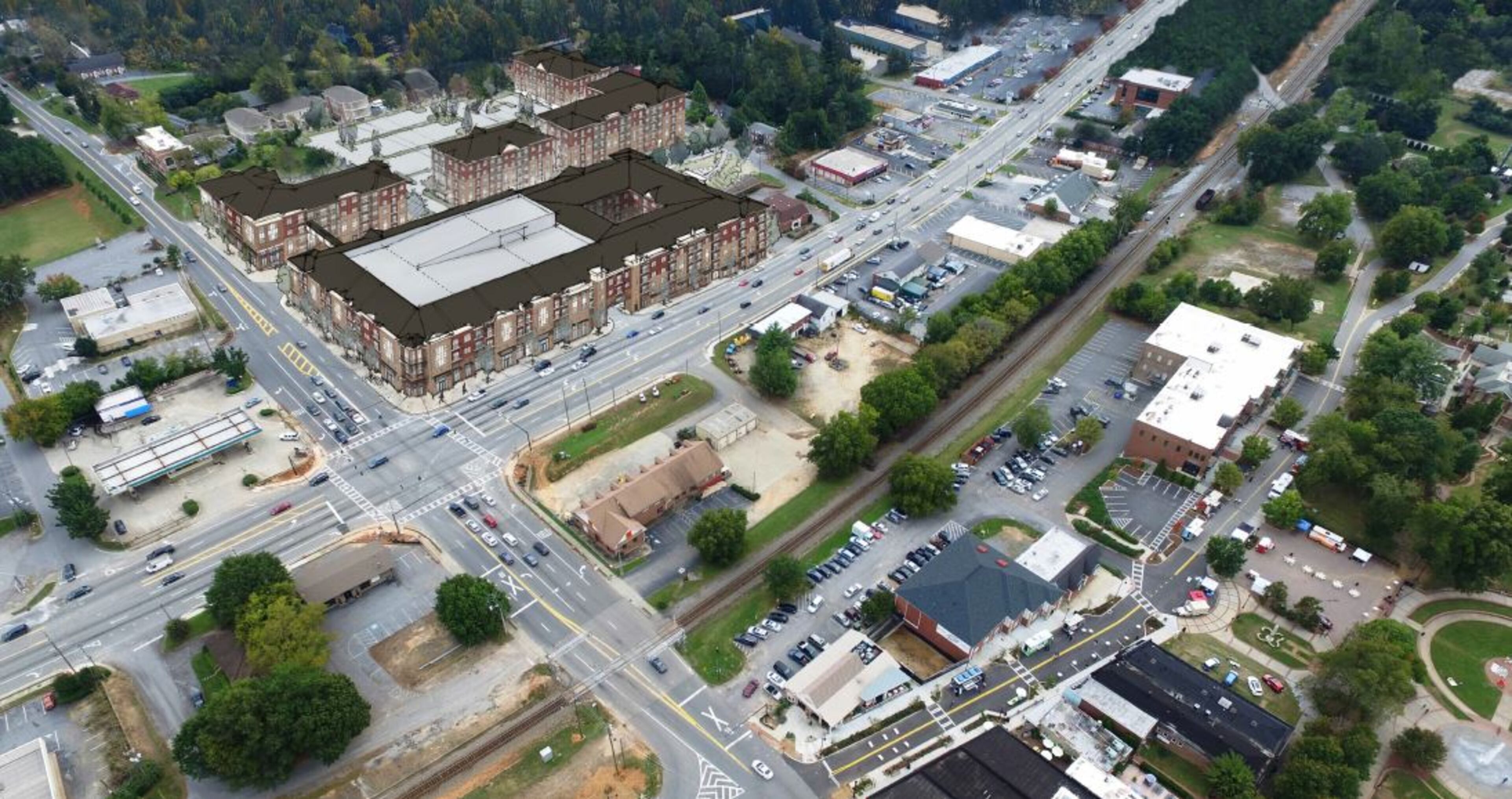 The aging Proctor Square retail center will be demolished to make room for The Village in Duluth, a $64 million mixed-use project. (Credit: City of Duluth)