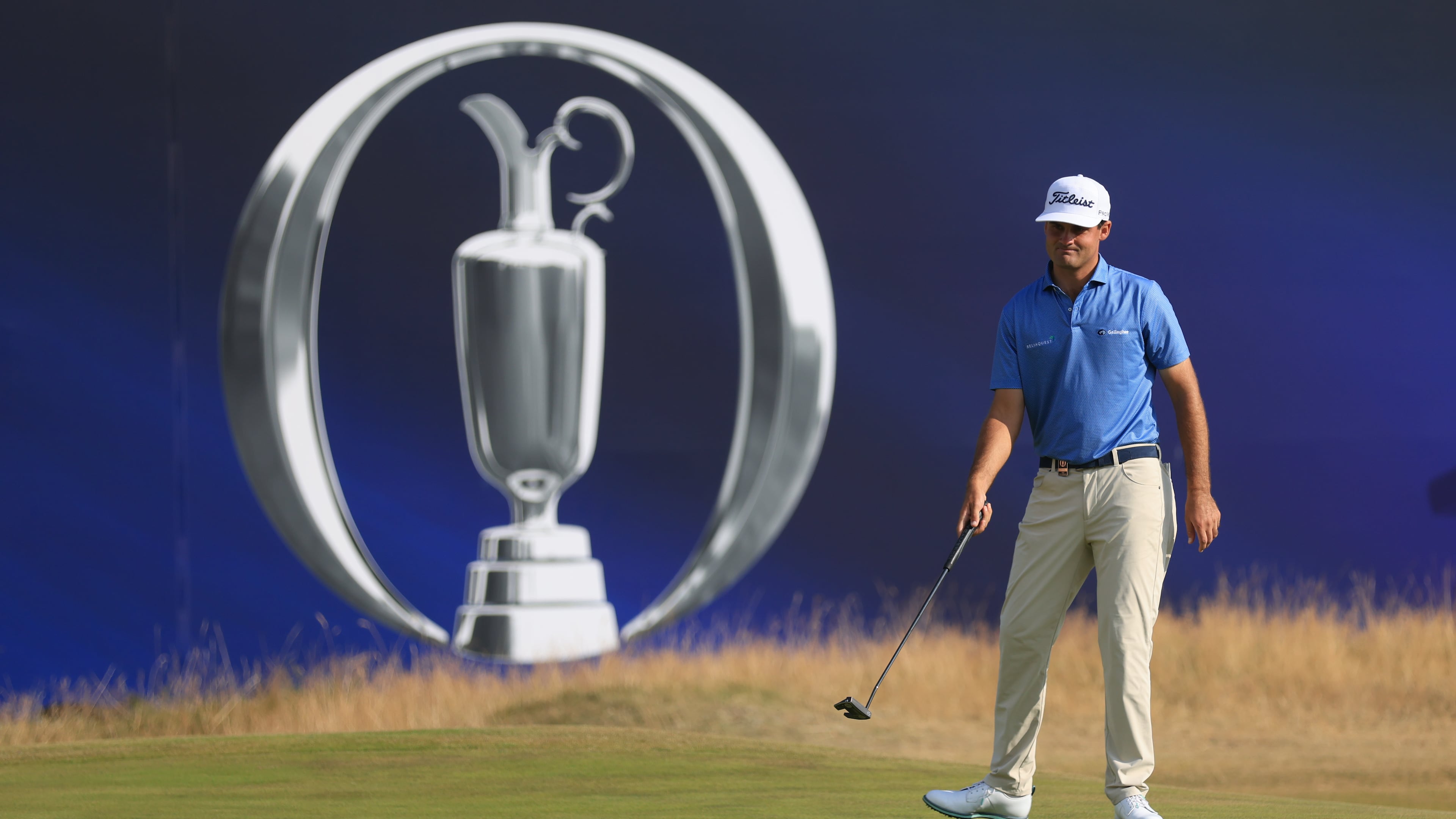 Jackson Suber of the United States putts win the 18th green during the first day of the British Open Golf championships at Royal Birkdale golf club, in Southport, England, Thursday, July 16, 2026. (AP Photo/Peter Morrison)