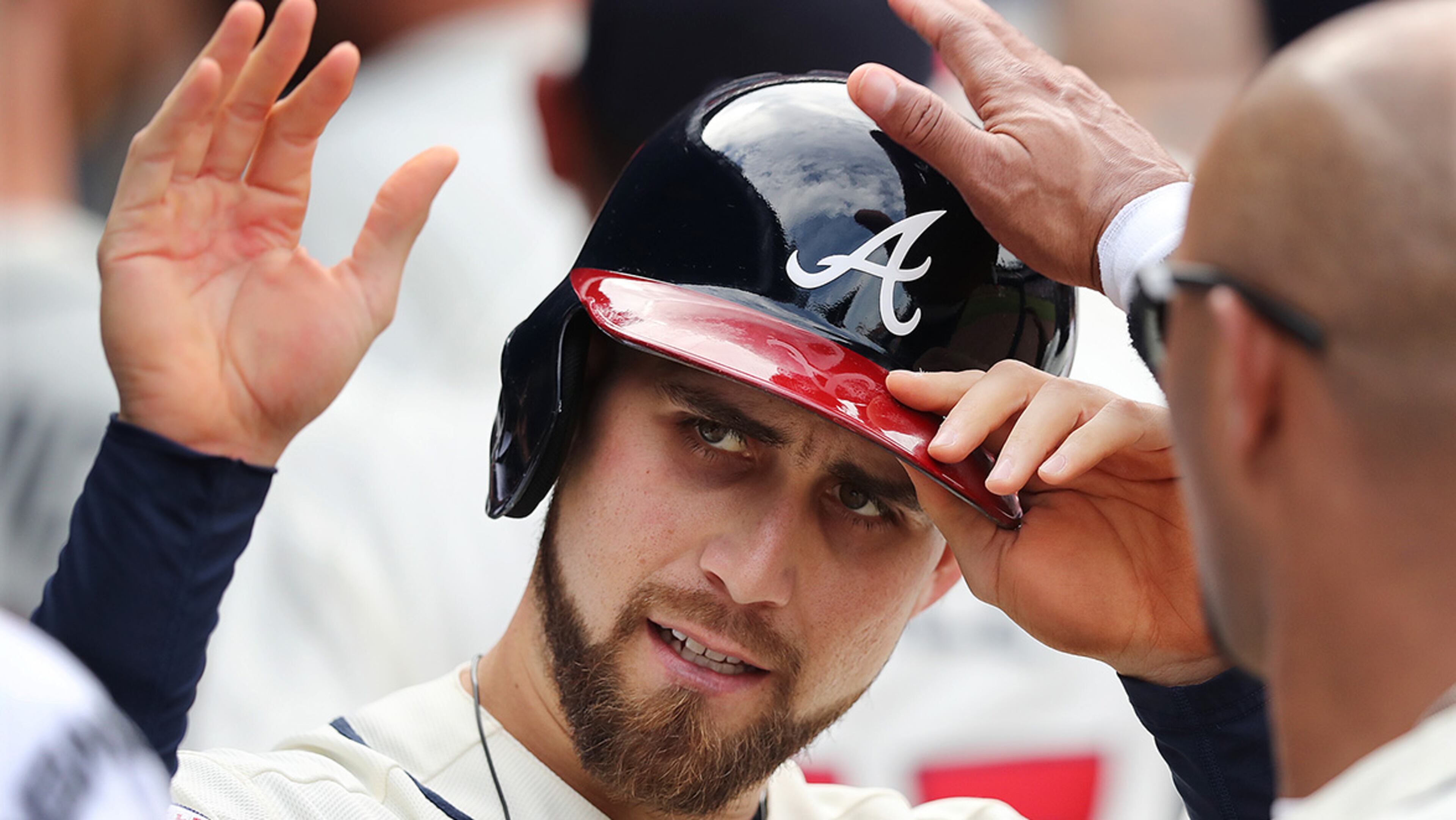 October 02, 2016 Atlanta: Braves Ender Inciarte scores on a sacrafice fly by Freddie Freeman for a 1-0 lead over the Tivers during the final game at Turner Field on Sunday, Oct. 2, 2016, in Atlanta. Curtis Compton /ccompton@ajc.com