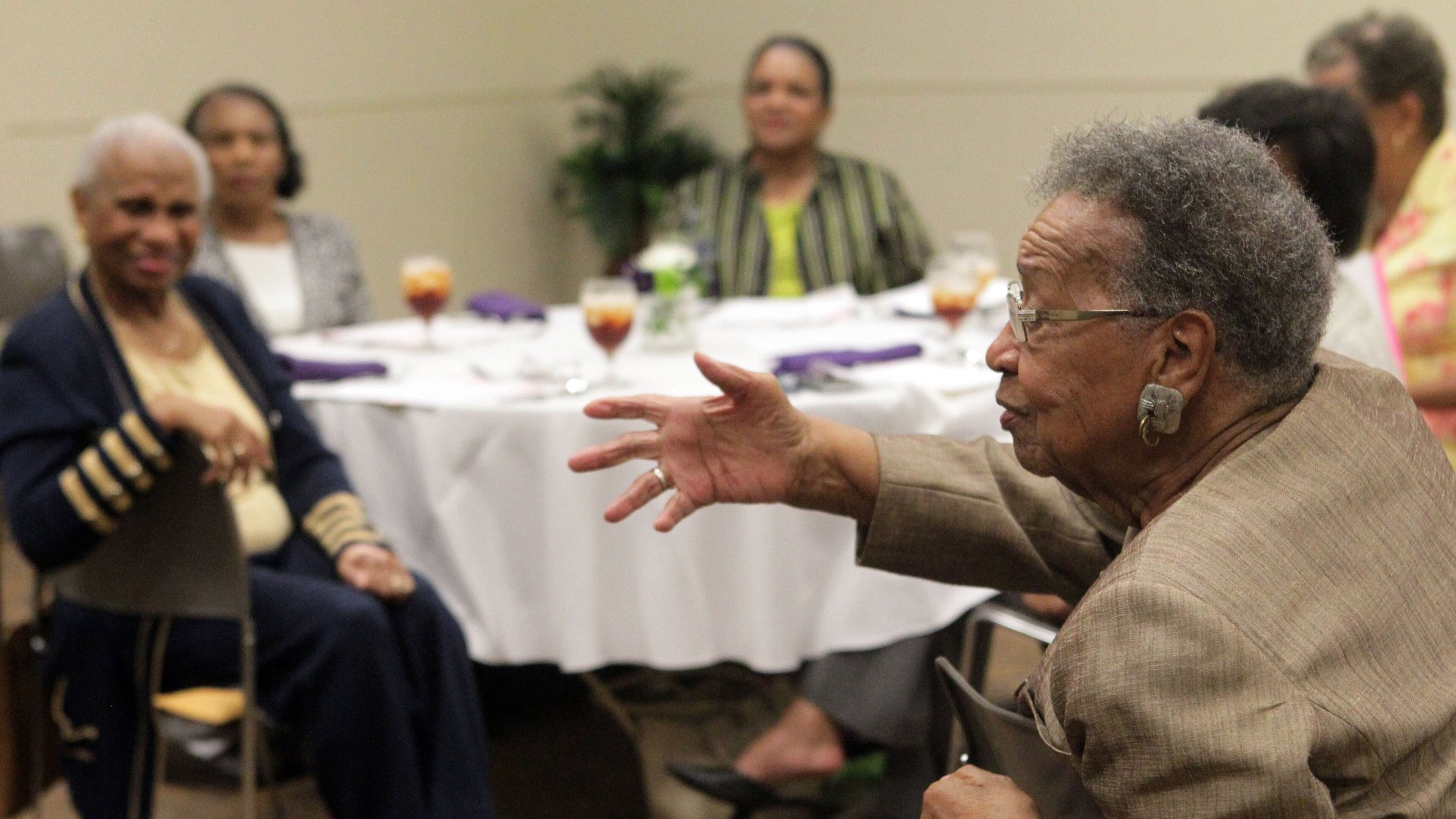 Fredericka Hurley makes a comment during a 2012 meeting of The Mothers Social Literary club (MOSOLIT) at the Life Learning Center in Atlanta. Hurley was a long-time educator in Atlanta and involved in many musical and social activities. The active 97-year-old died this month. PHIL SKINNER / PSKINNER@AJC.COM editor’s note: CQ
