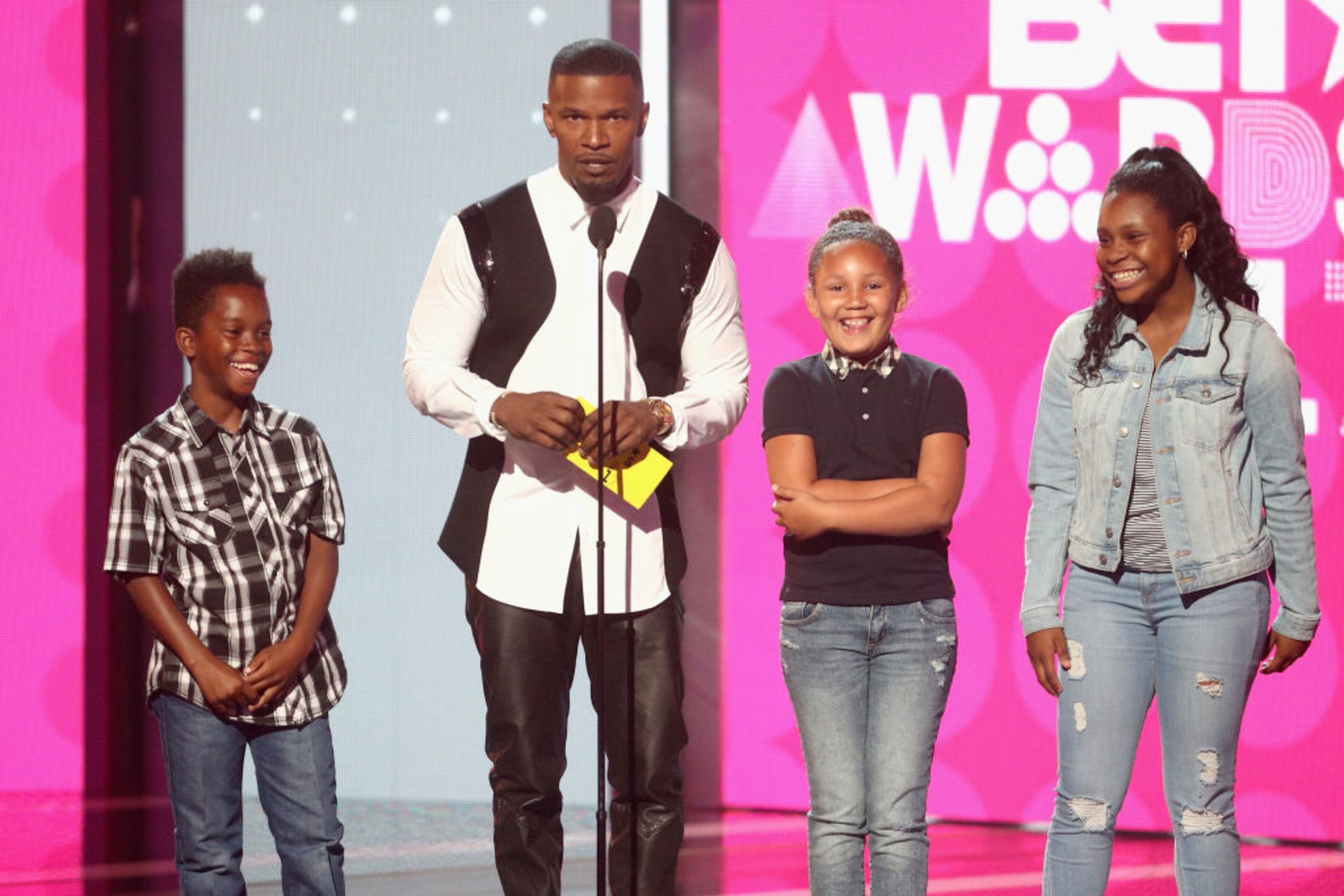 LOS ANGELES, CA - JUNE 25: Jamie Foxx speaks onstage at 2017 BET Awards at Microsoft Theater on June 25, 2017 in Los Angeles, California. (Photo by Frederick M. Brown/Getty Images )
