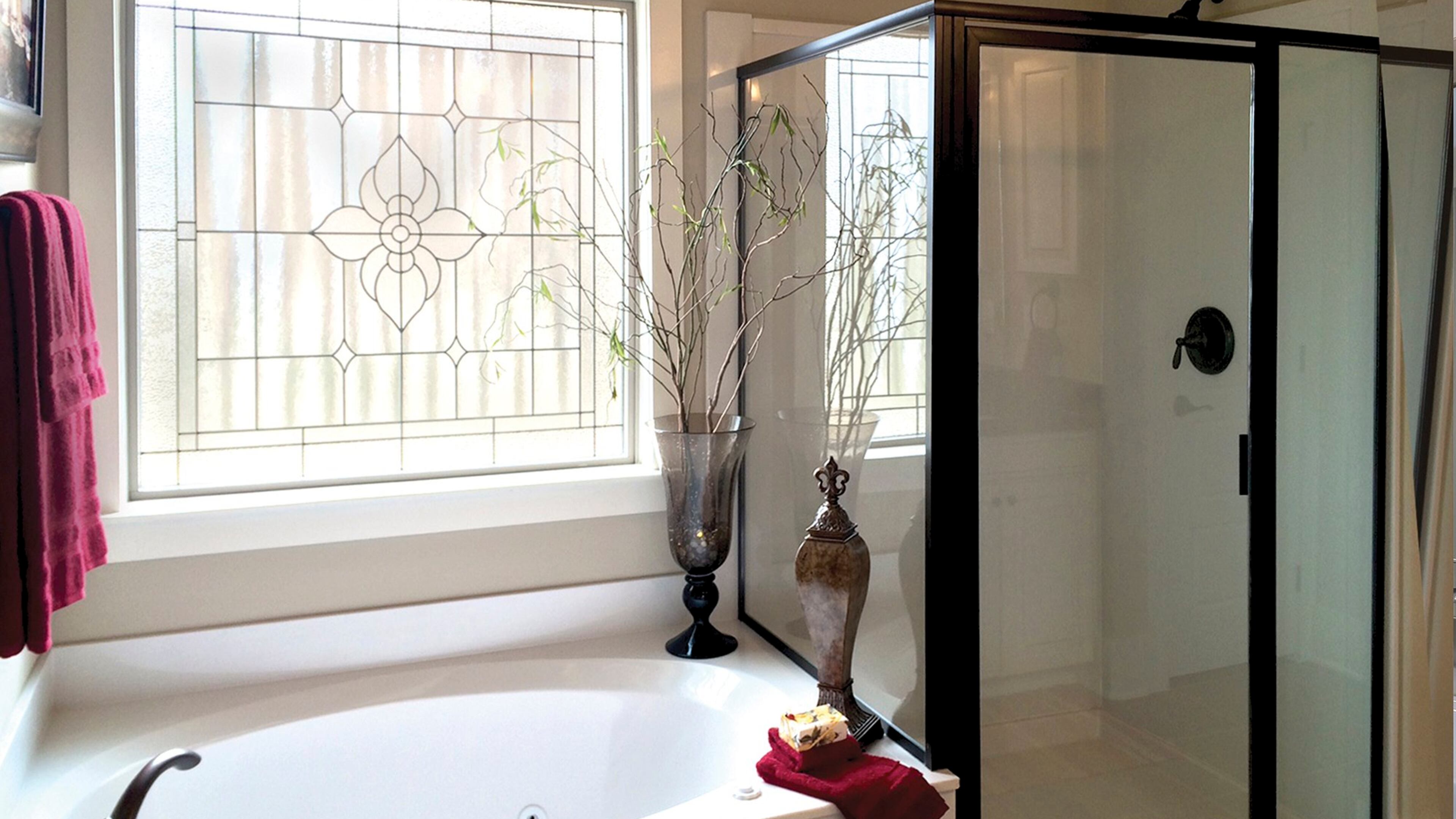 Decorative glass windows made with a silk-screen process offer color, light and privacy at a more affordable cost than stained glass. CONTRIBUTED BY Hy-Lite