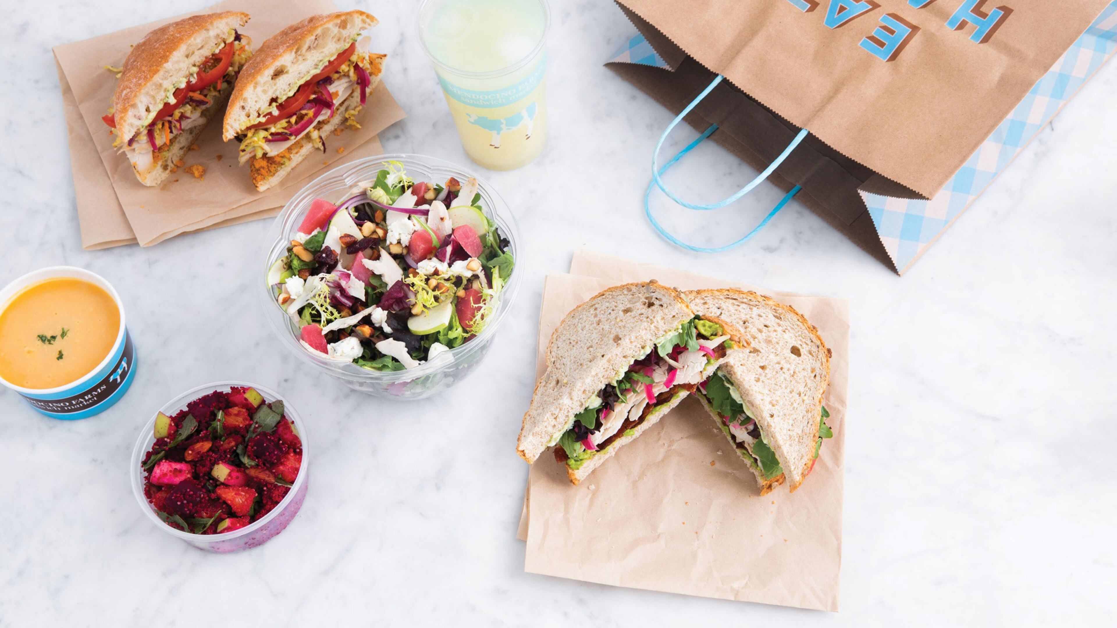 Food from the menu of Mendocino Farms. / Mendocino Farms Facebook page